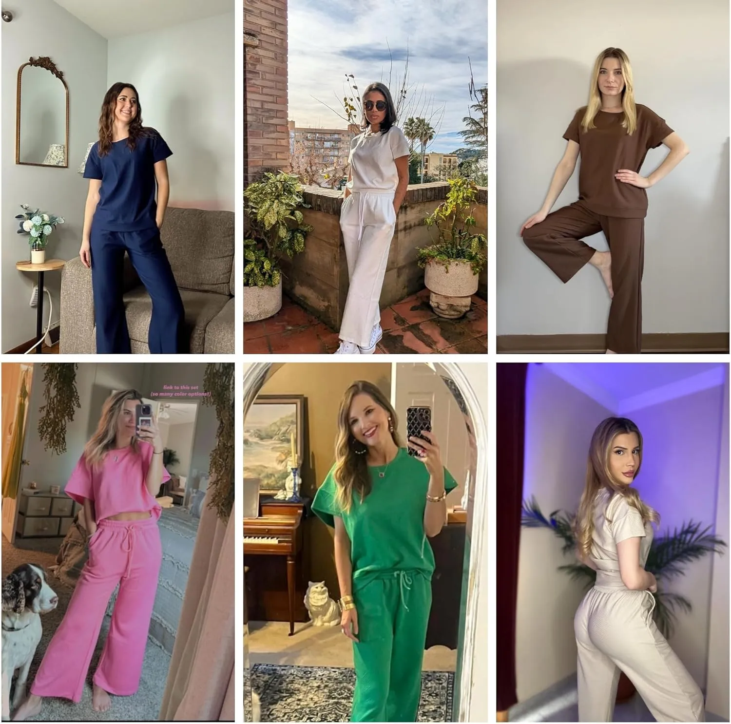 Ekouaer Womens 2 Piece Outfits Sweatsuits Casual Pullover Cap Sleeve Tops and Wide Leg Sweatpant Lounge Sets Tracksuit Set