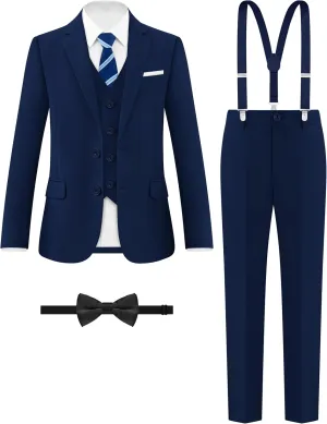 ELPA ELPA Boys' Formal Suit Set, with Suspenders, Adjustable Waist, from Toddlers to Teen