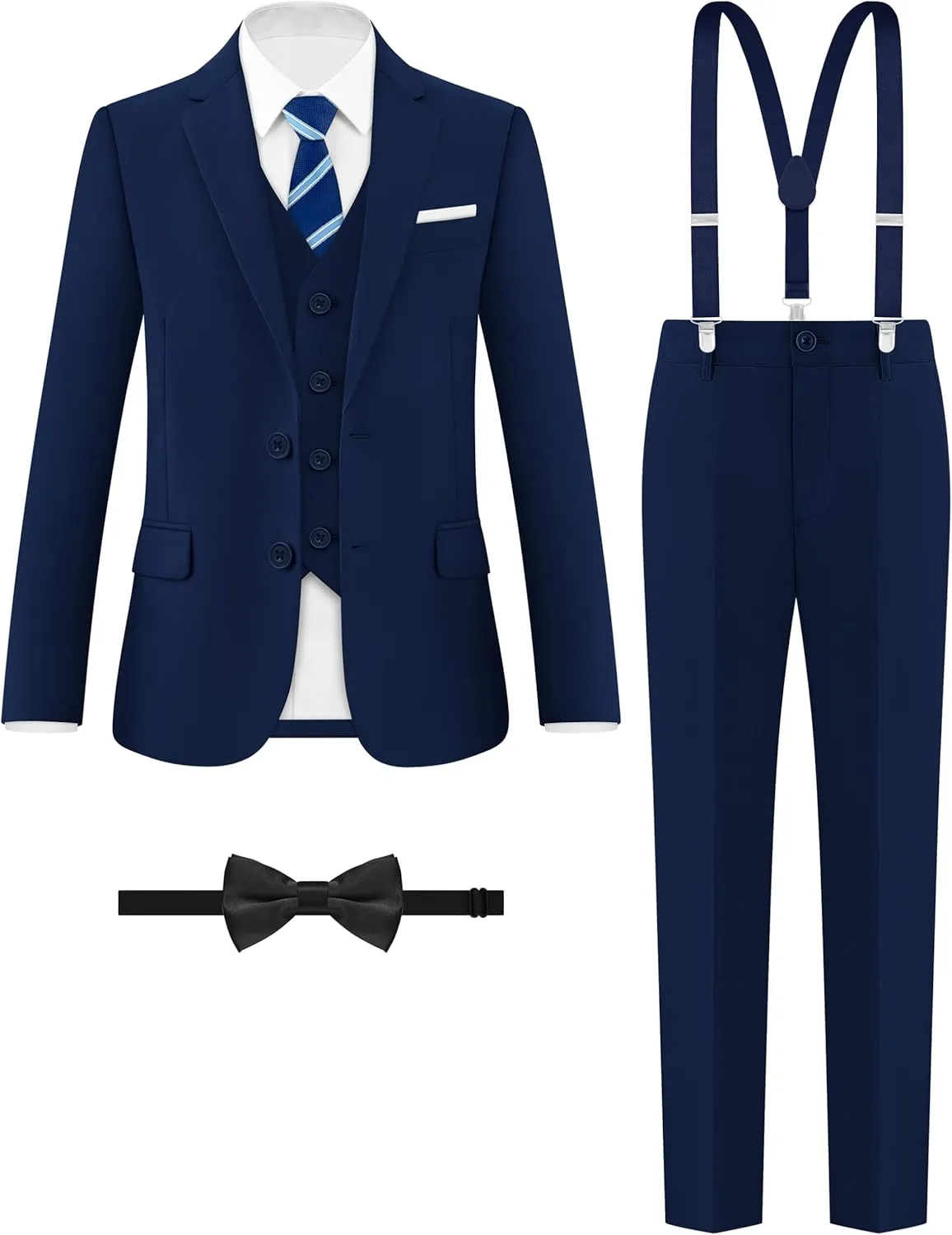 ELPA ELPA Boys' Formal Suit Set, with Suspenders, Adjustable Waist, from Toddlers to Teen
