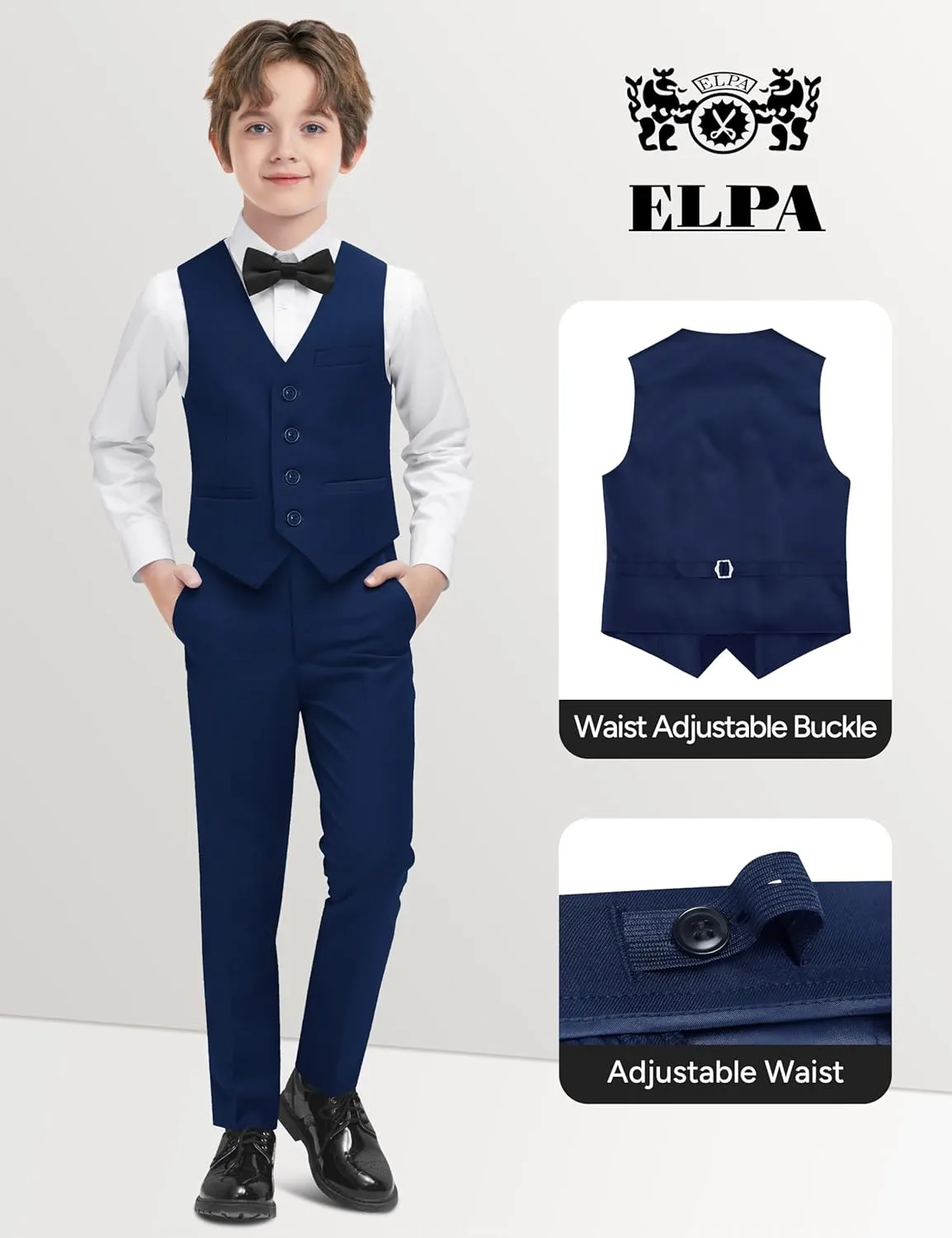 ELPA ELPA Boys' Formal Suit Set, with Suspenders, Adjustable Waist, from Toddlers to Teen