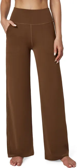 Ewedoos Wide Leg Yoga Pants for Women with Pockets Stretchy Work Dress Pants High Waisted Sweatpants Casual