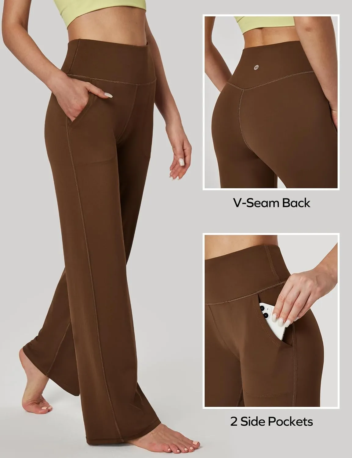 Ewedoos Wide Leg Yoga Pants for Women with Pockets Stretchy Work Dress Pants High Waisted Sweatpants Casual