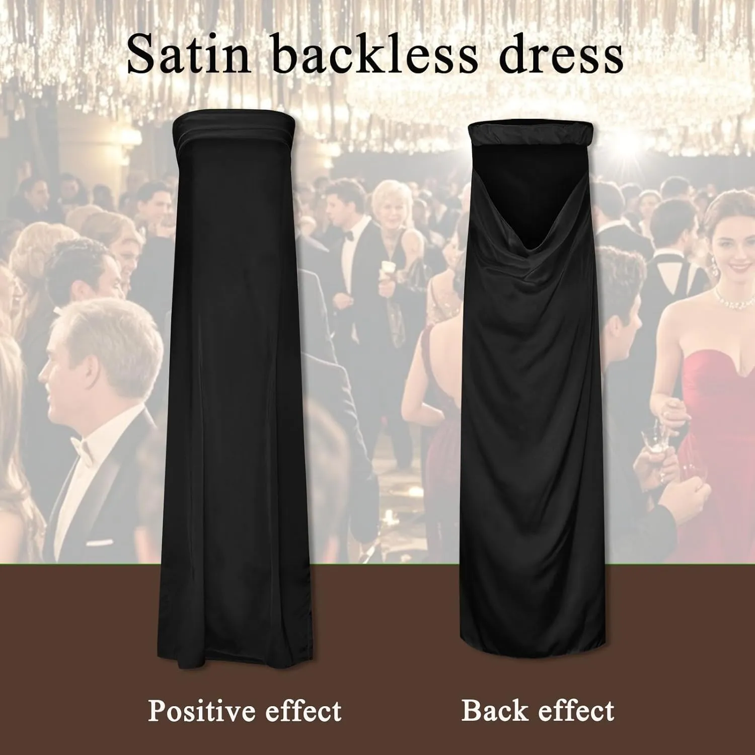 FAHMES Satin Silk White Tube Tops Maxi Dress for Holiday Dresses, Strapless Long Party Dresses Formal Wedding Guest