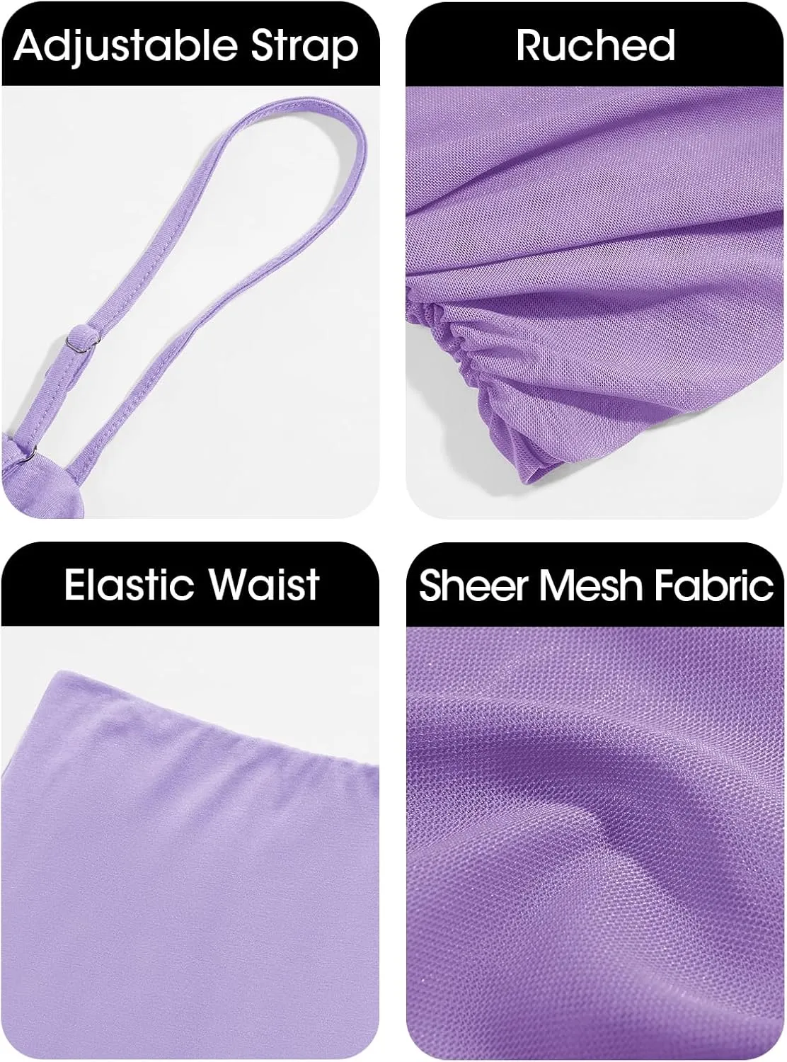 Fisoew Womens 2 Piece Skirt Dress Set Summer Sheer Mesh Ruched Camisole Tops Maxi Skirts Sexy Bodycon Sets