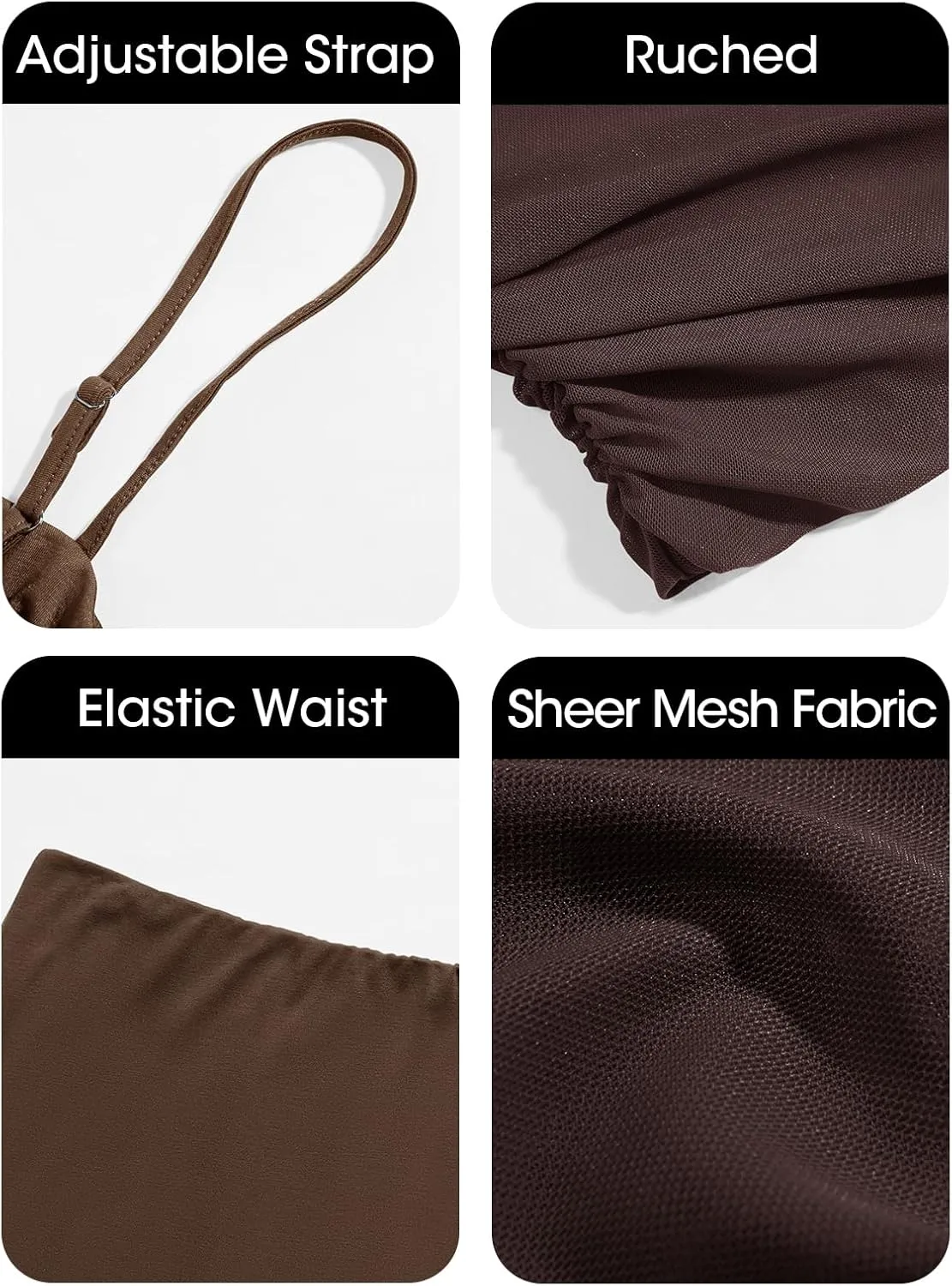 Fisoew Womens 2 Piece Skirt Dress Set Summer Sheer Mesh Ruched Camisole Tops Maxi Skirts Sexy Bodycon Sets