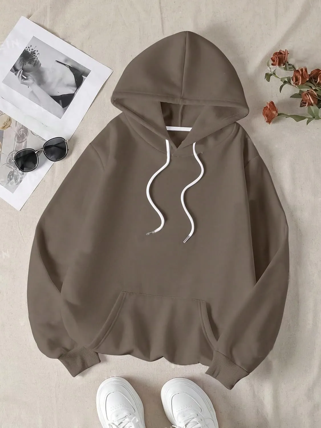 Floerns Women's Letter Graphic Print Long Sleeve Drawstring Hoodie Sweatshirt