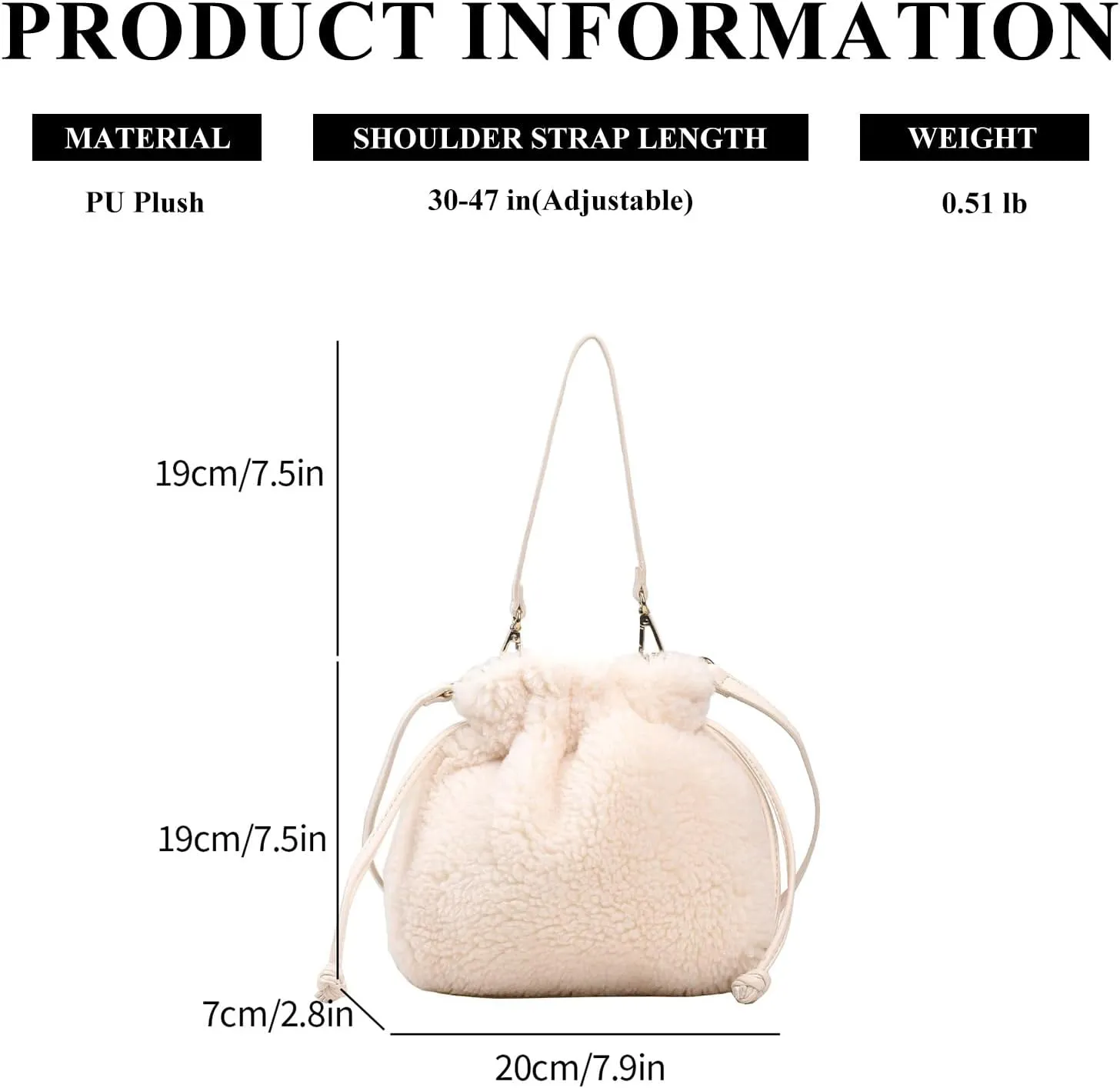 Fluffy Purse, Faux Fur Purses for Women Furry Crossbody Bucket Bags Fuzzy Shoulder Tote Bag