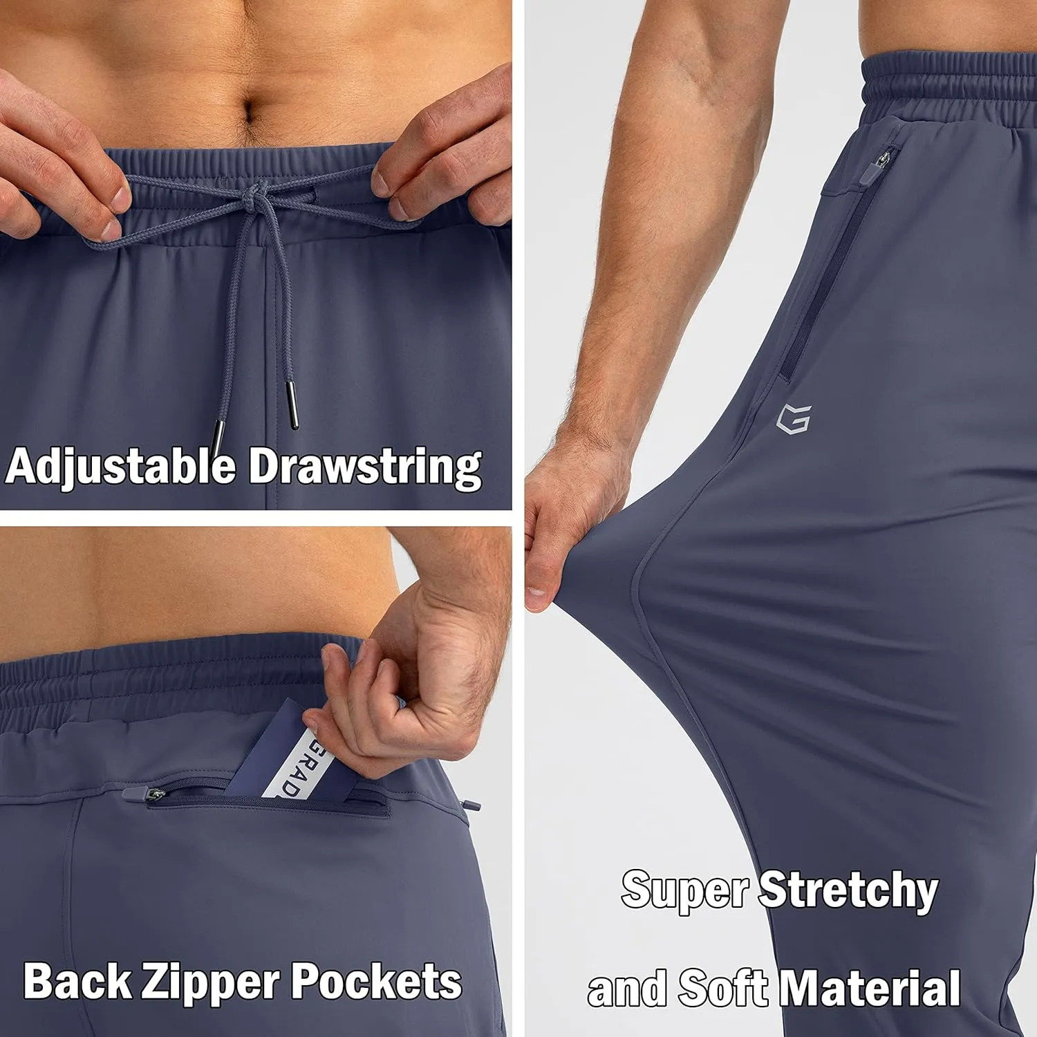 G Gradual Men's Sweatpants with Zipper Pockets Tapered Joggers for Men Athletic Pants for Workout, Jogging, Running
