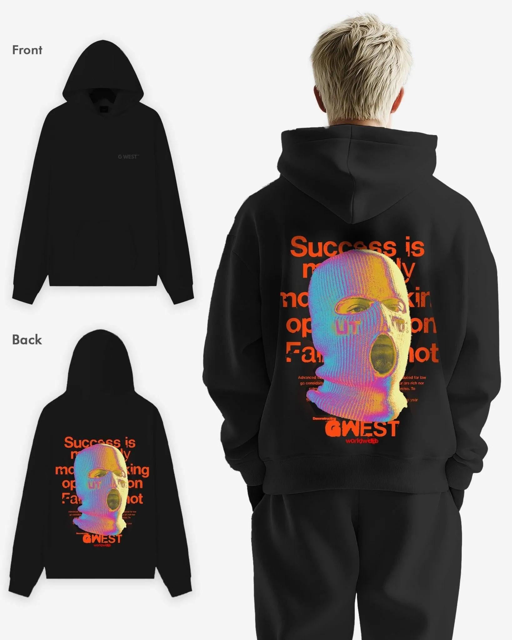 G West Holographic Ski Mask Heavy Premium Oversized Hoodie - 6 Colors