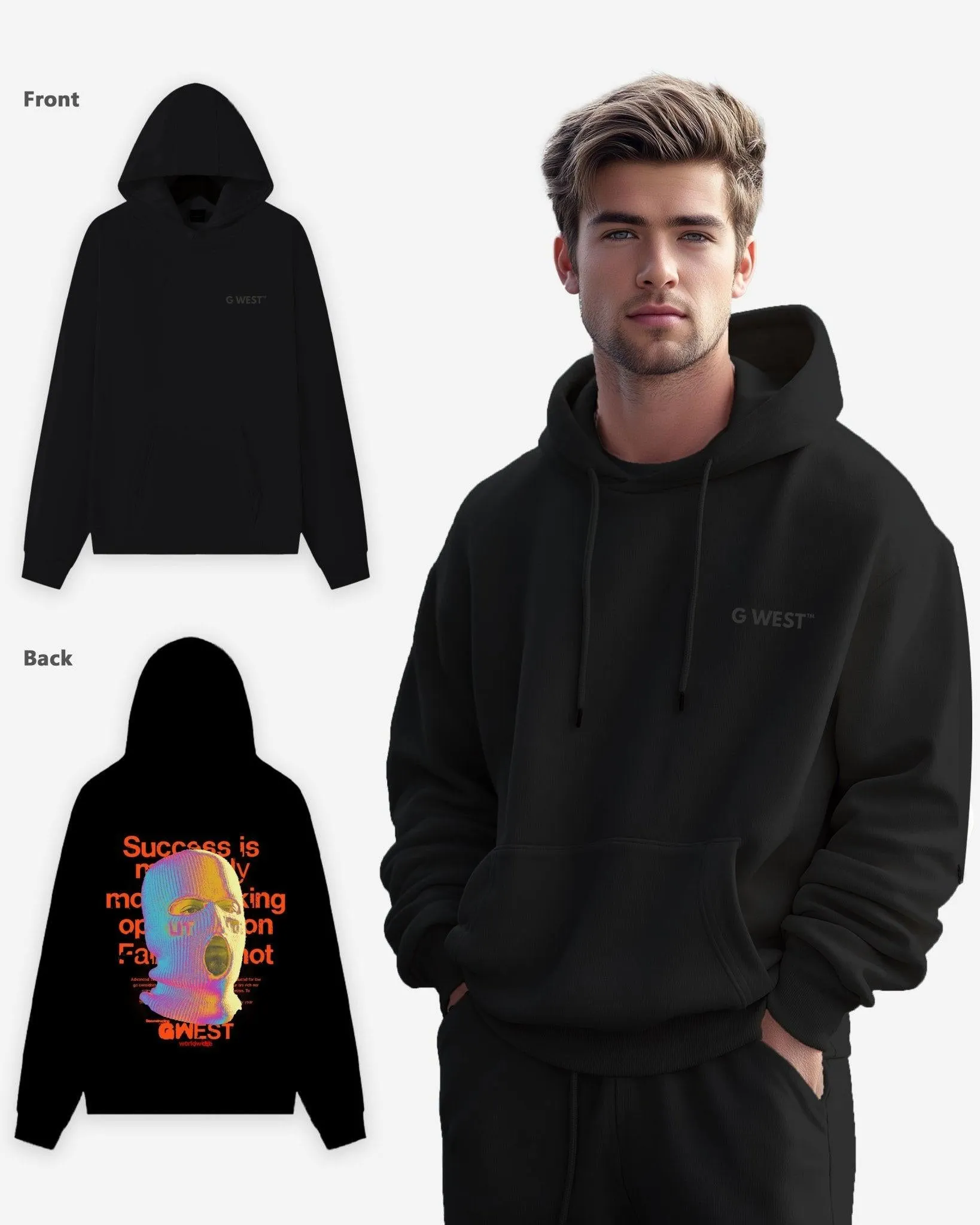 G West Holographic Ski Mask Heavy Premium Oversized Hoodie - 6 Colors