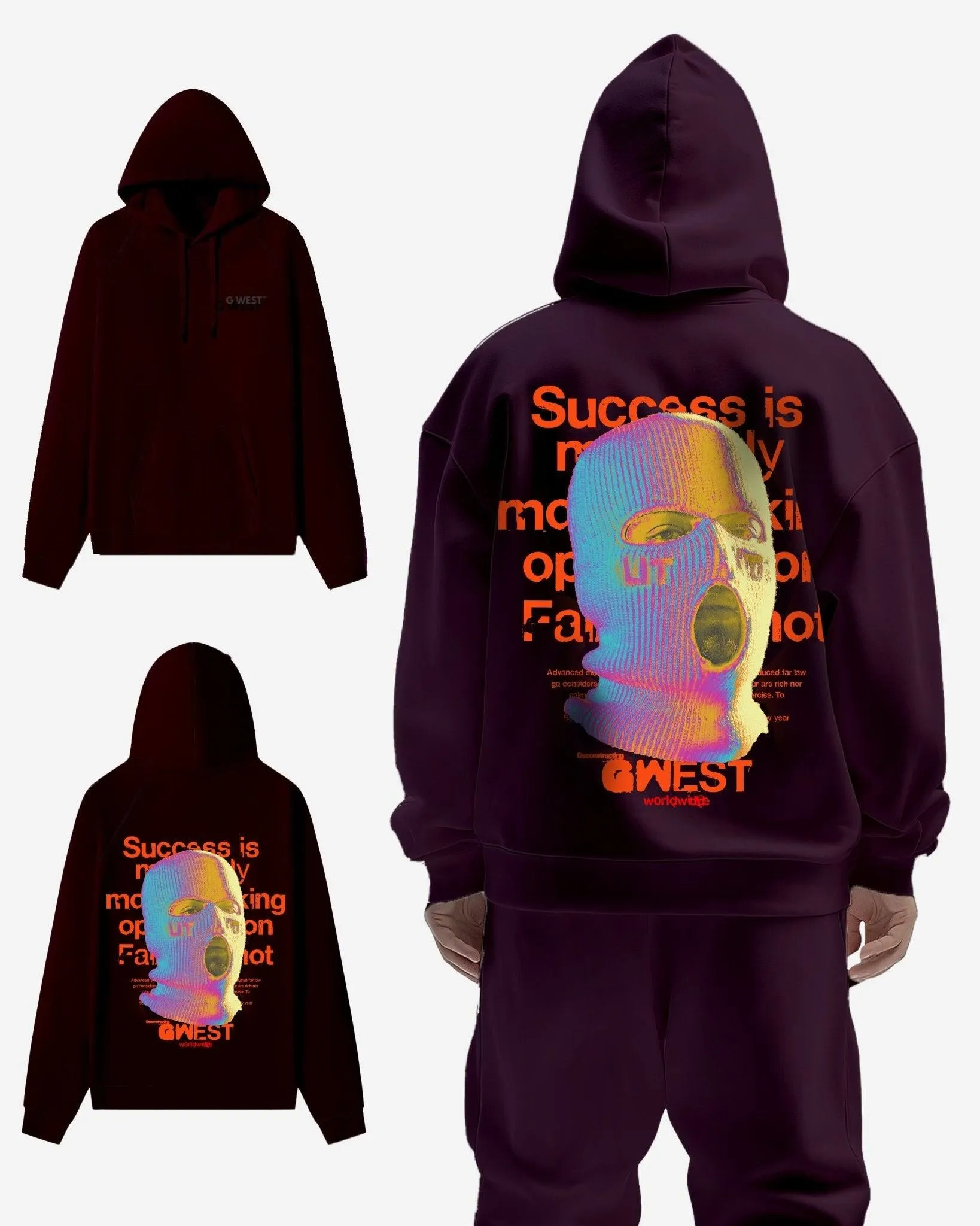 G West Holographic Ski Mask Heavy Premium Oversized Hoodie - 6 Colors