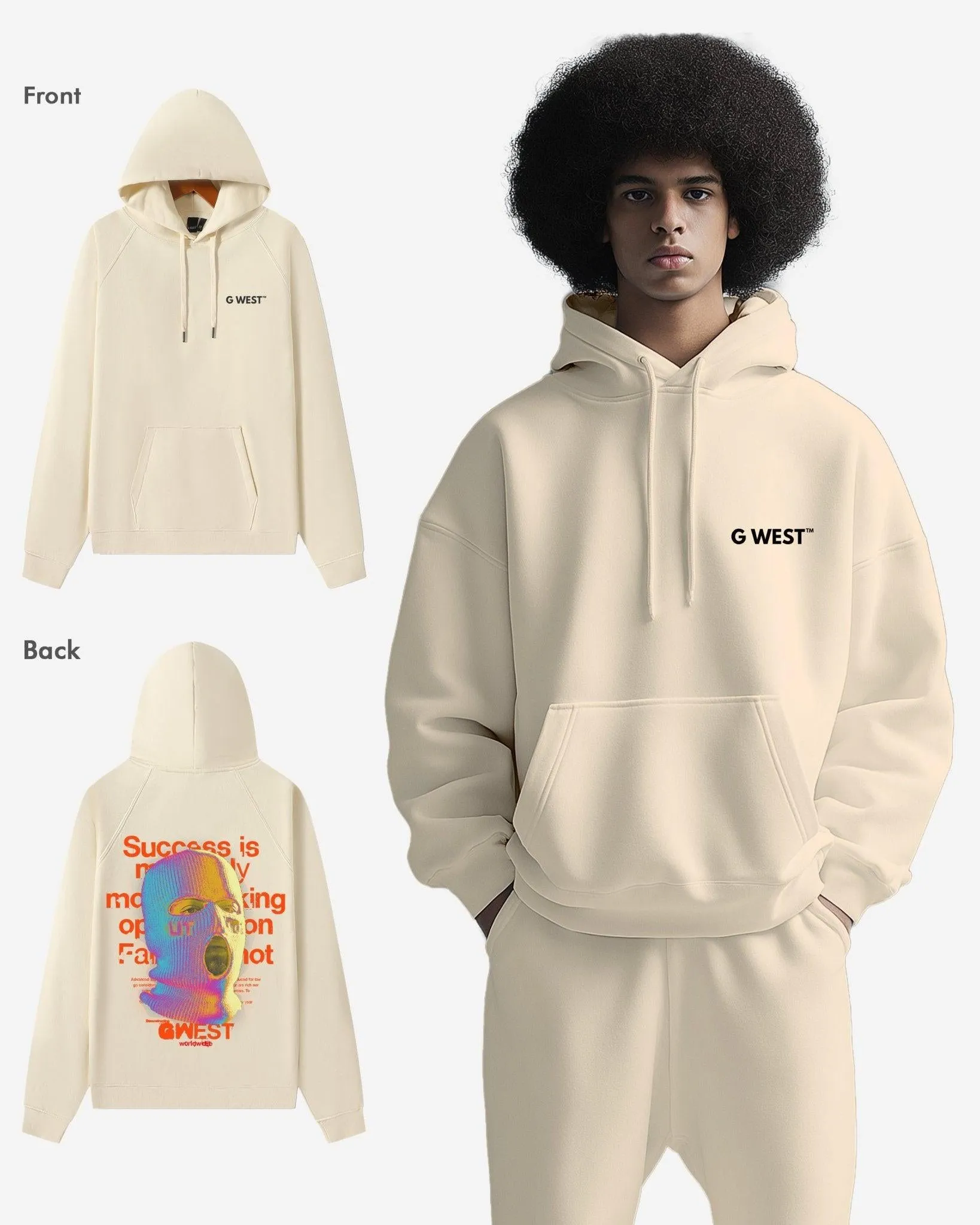 G West Holographic Ski Mask Heavy Premium Oversized Hoodie - 6 Colors