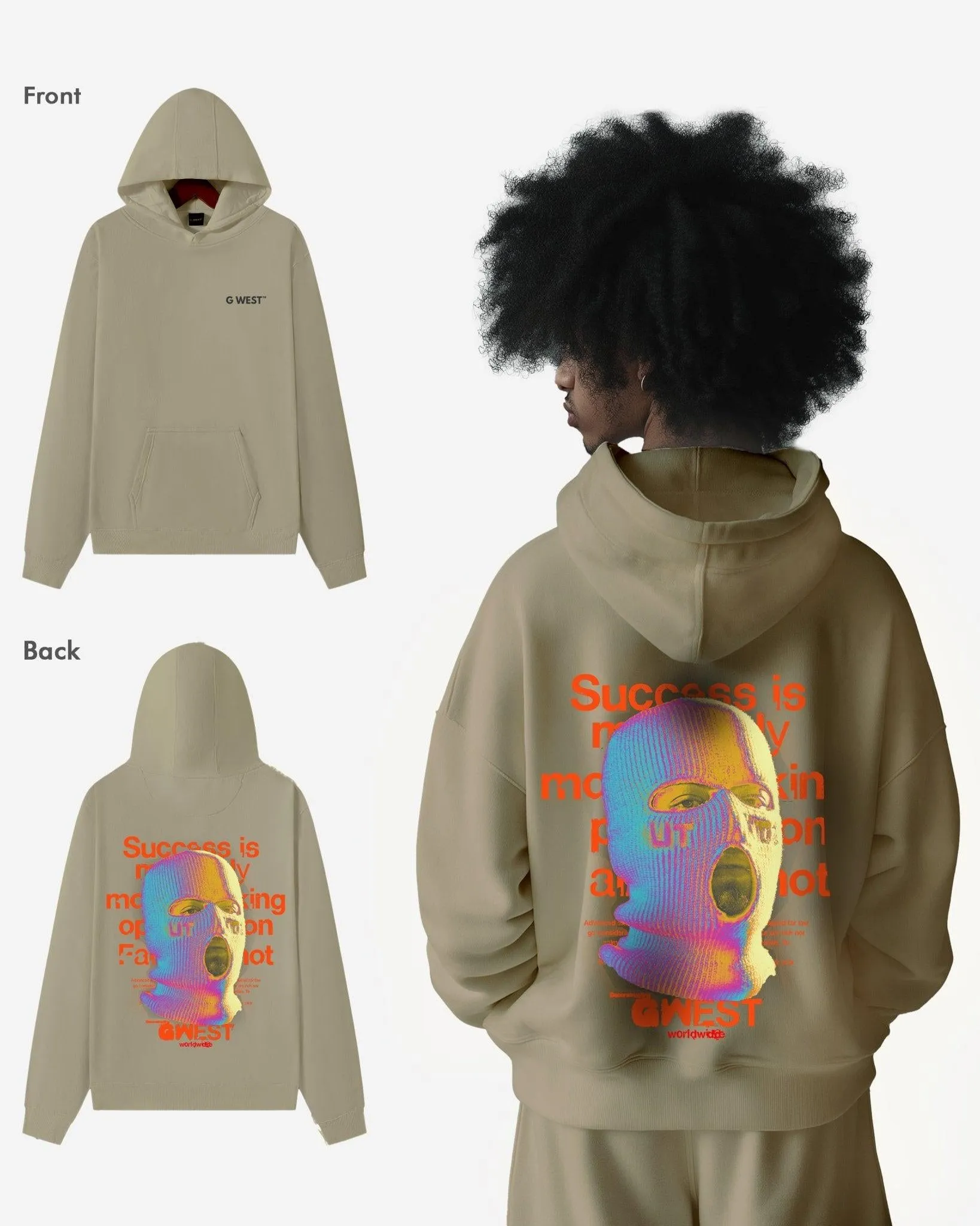 G West Holographic Ski Mask Heavy Premium Oversized Hoodie - 6 Colors