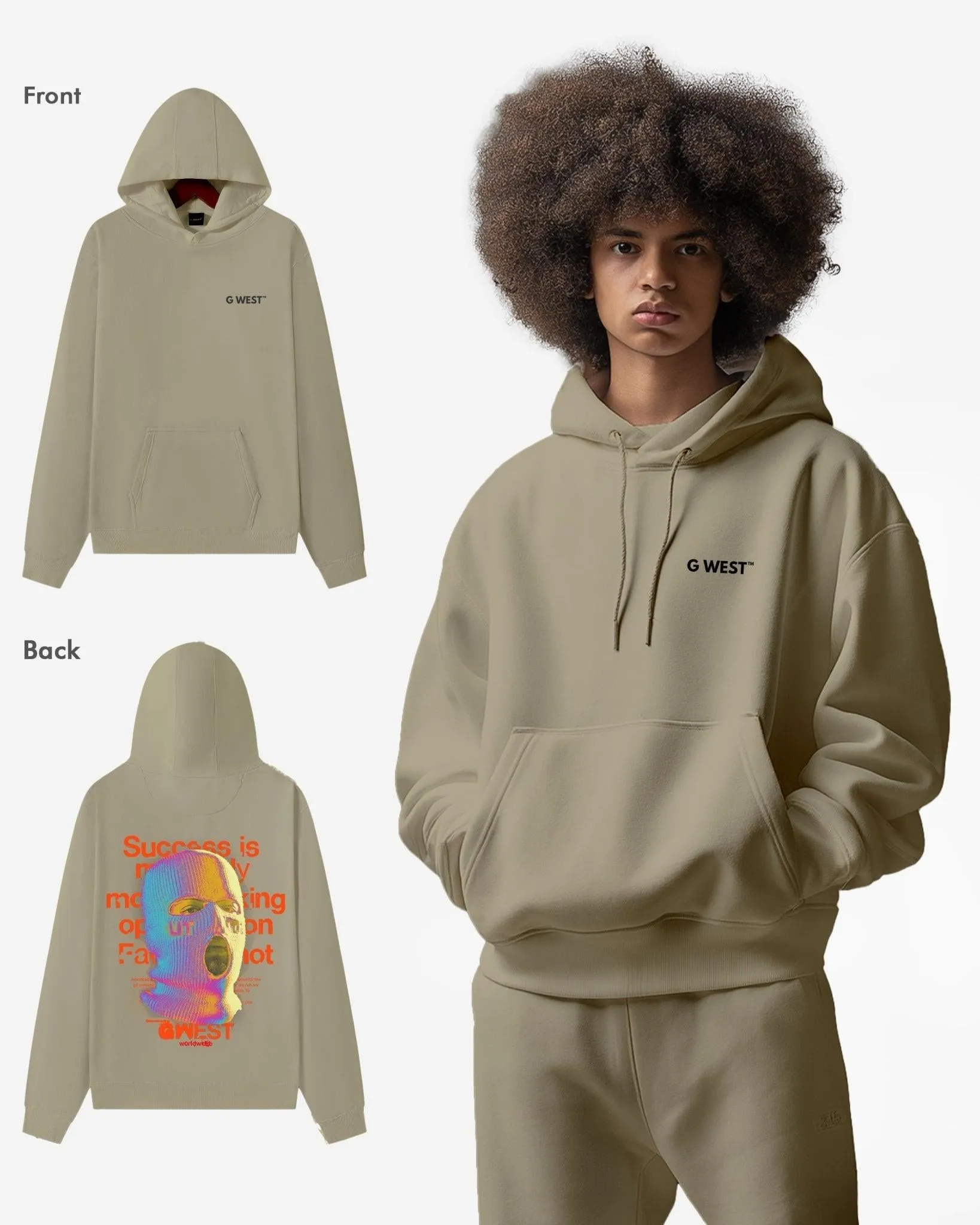 G West Holographic Ski Mask Heavy Premium Oversized Hoodie - 6 Colors