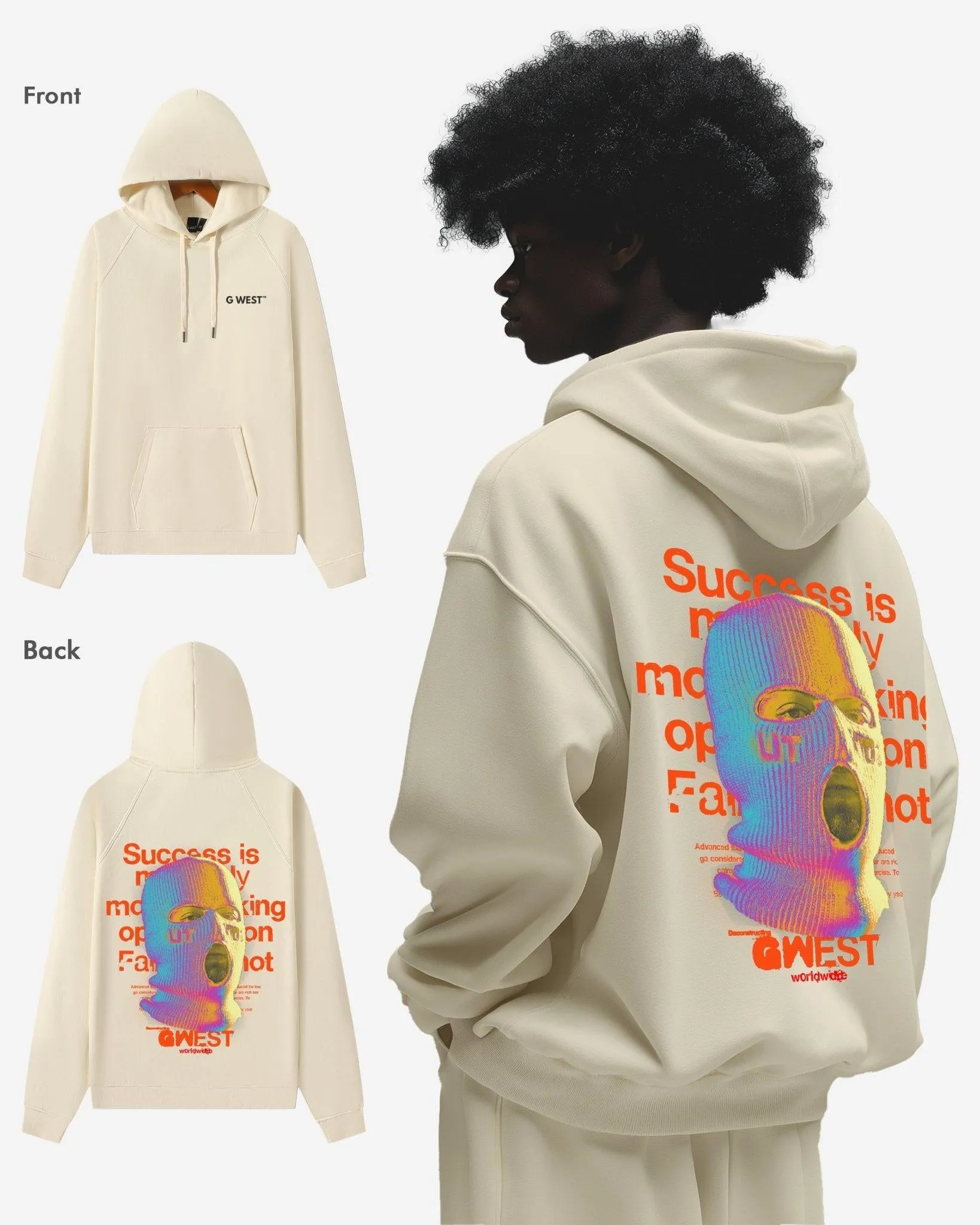 G West Holographic Ski Mask Heavy Premium Oversized Hoodie - 6 Colors