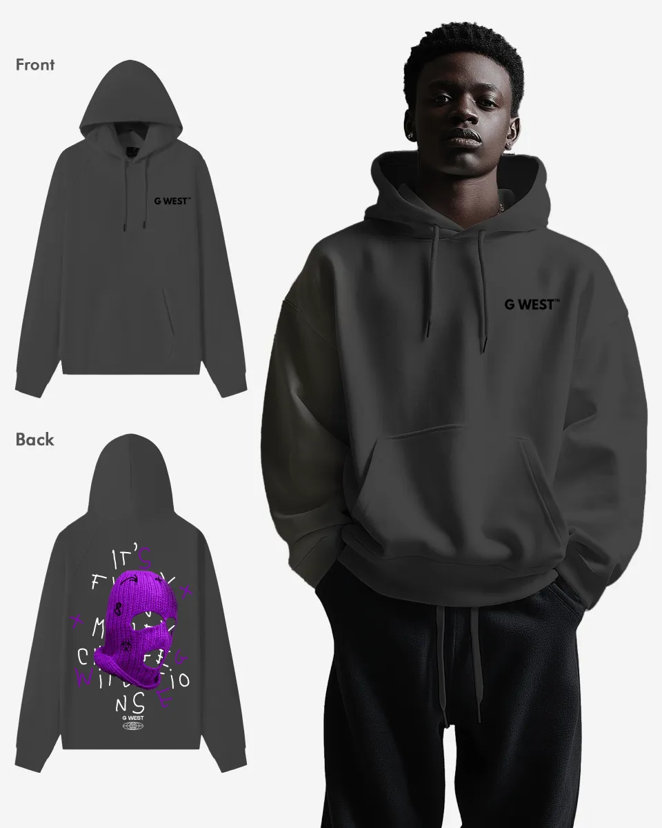 G West Purple Ski Mask Heavy Premium Oversized Hoodie