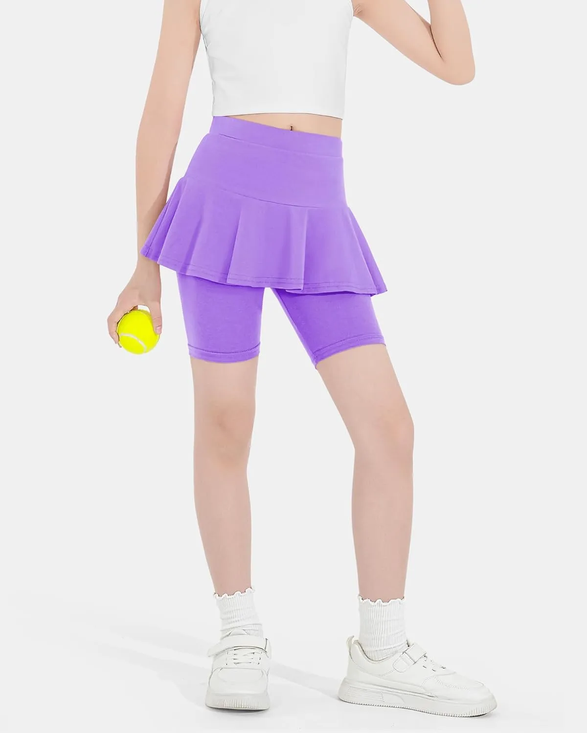Girls Leggings with Skirt Uniform Skirts for Girls Knee-Length Ruffle Skirt Pants for Kid 4-11 Years