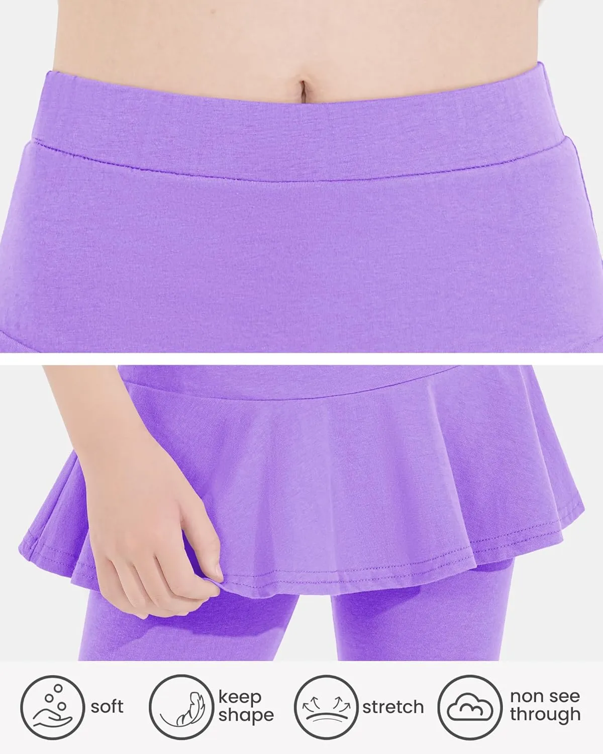 Girls Leggings with Skirt Uniform Skirts for Girls Knee-Length Ruffle Skirt Pants for Kid 4-11 Years