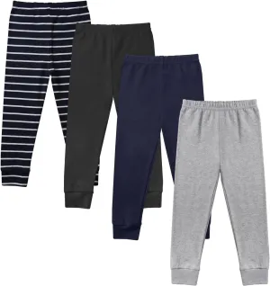 GLASH Kids Baby and Toddler Boys 4-Pack Cotton Pants
