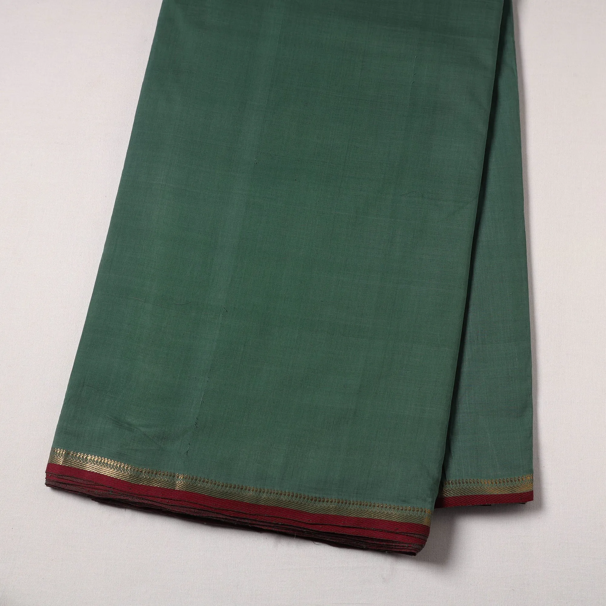 Green - Handloom Mangalagiri Cotton Fabric with Zari Border 10