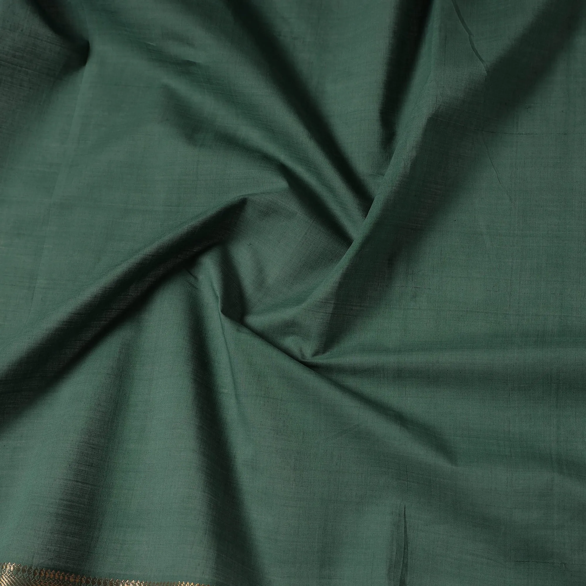 Green - Handloom Mangalagiri Cotton Fabric with Zari Border 10