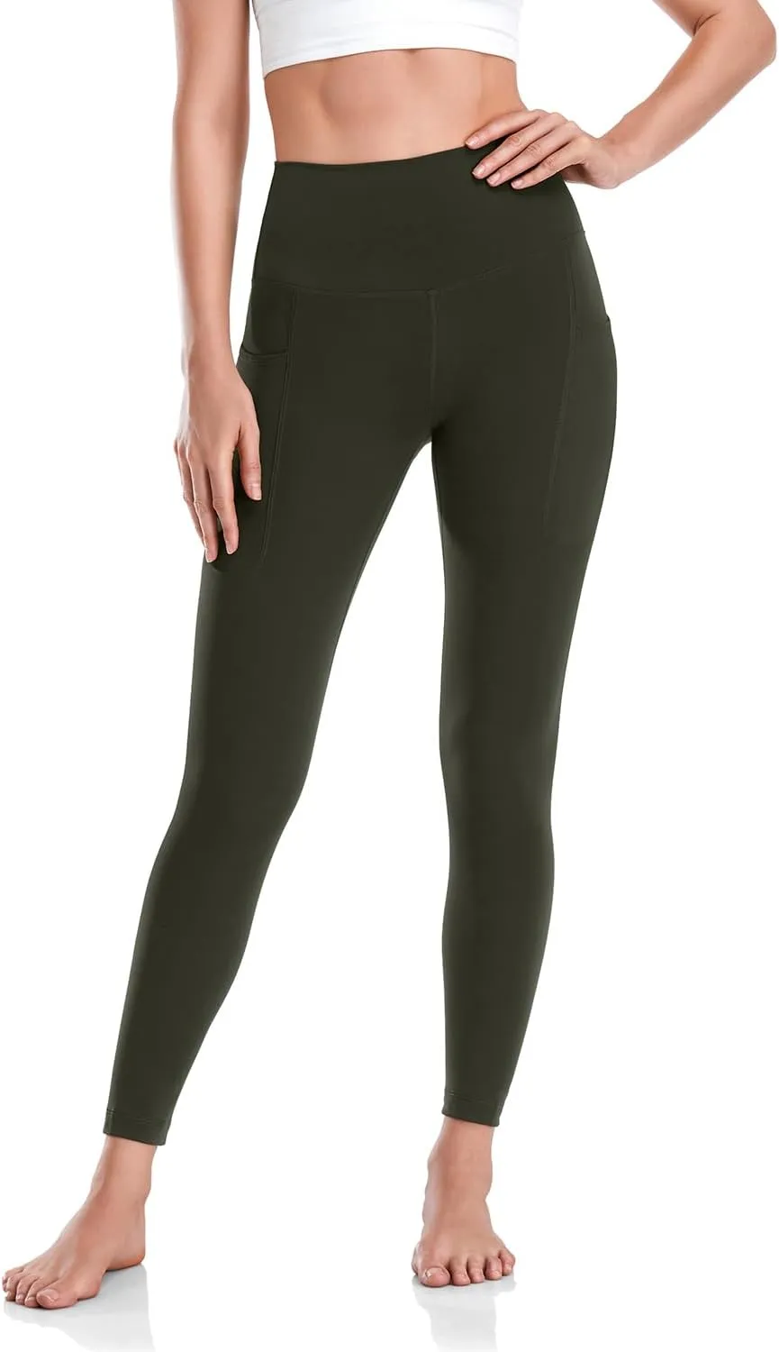 HeyNuts Workout Pro/Yoga Pro 7/8 Leggings with Side Pockets for Women, High Waisted Tummy Control Compression Pants 25''