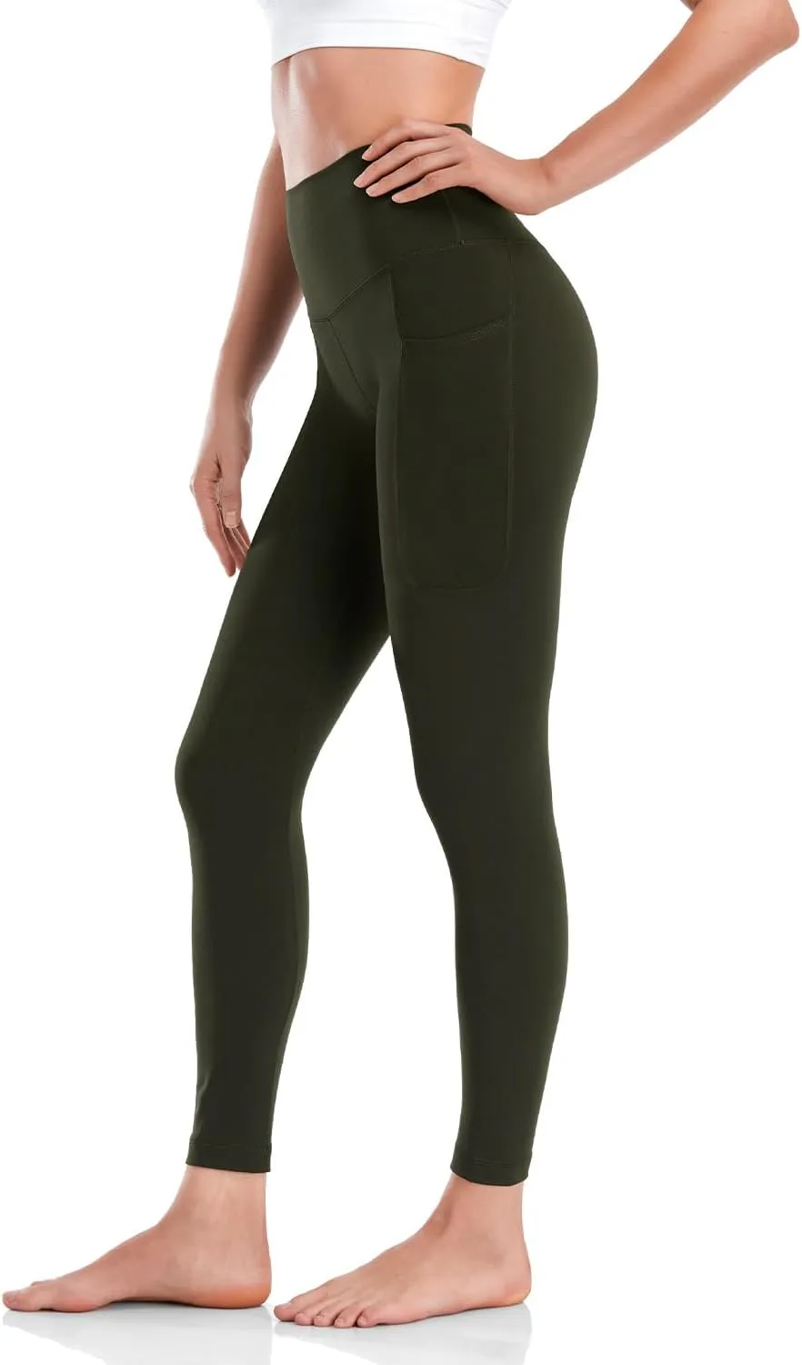 HeyNuts Workout Pro/Yoga Pro 7/8 Leggings with Side Pockets for Women, High Waisted Tummy Control Compression Pants 25''
