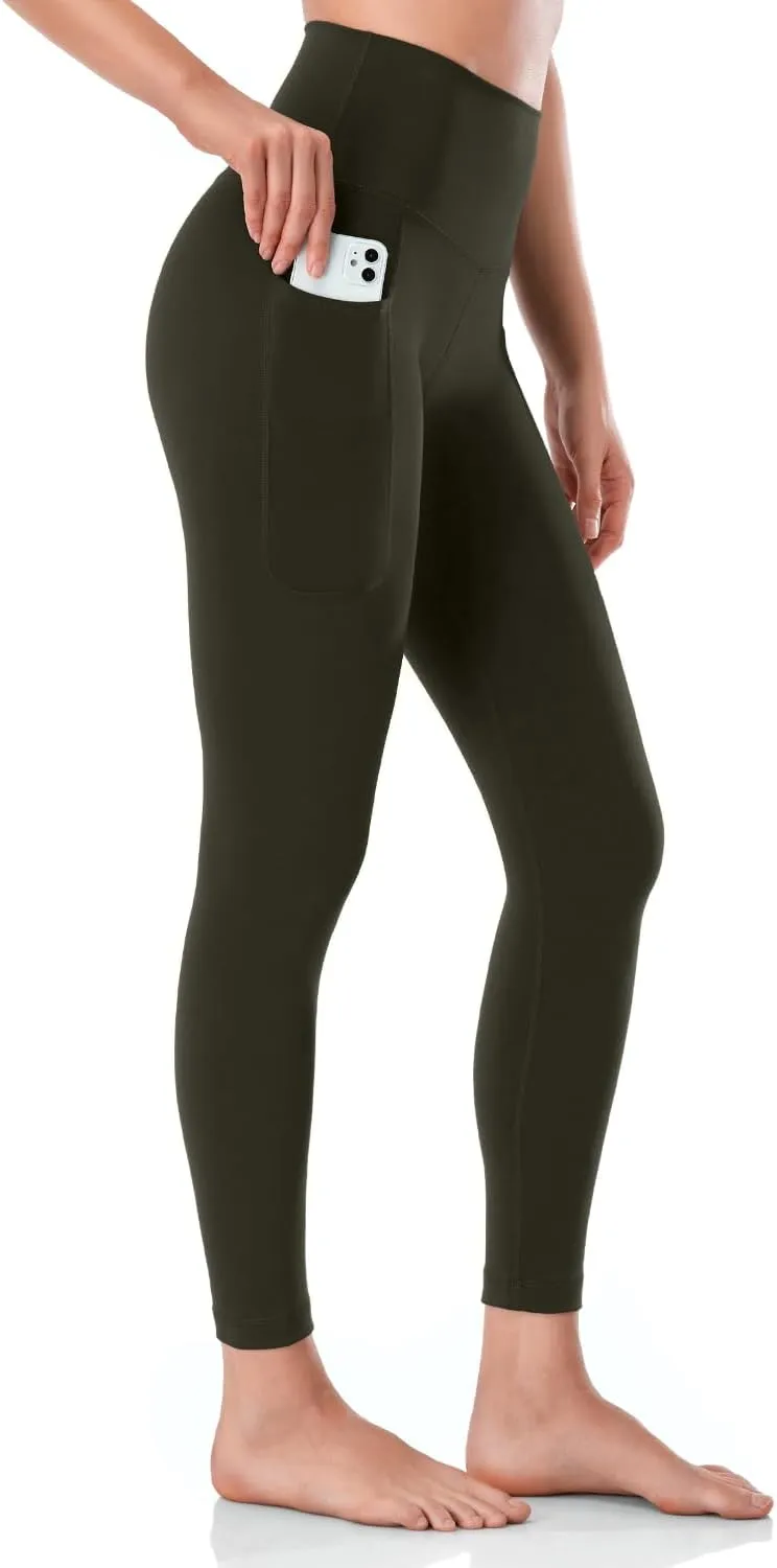 HeyNuts Workout Pro/Yoga Pro 7/8 Leggings with Side Pockets for Women, High Waisted Tummy Control Compression Pants 25''