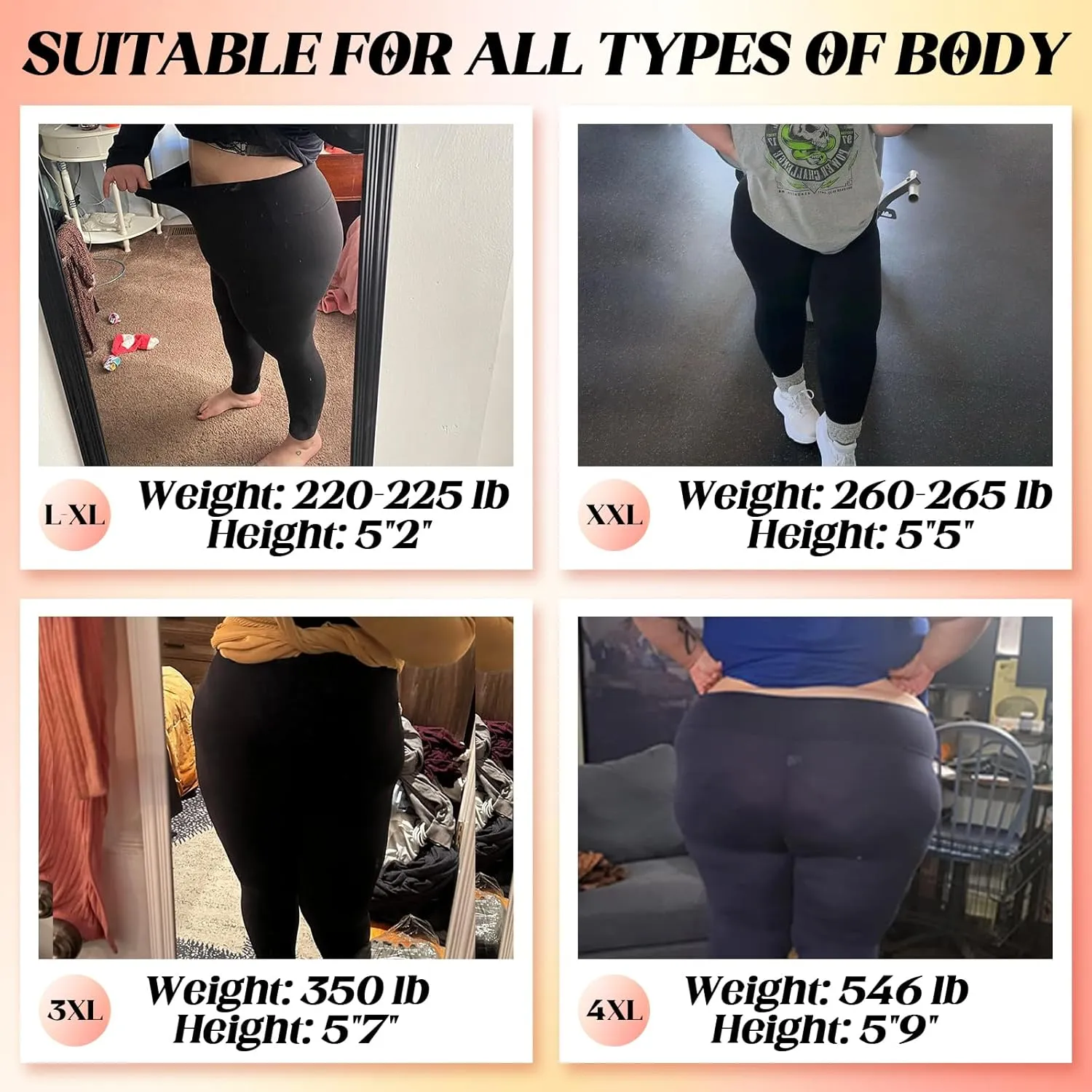 HLTPRO Plus Size Leggings with Pockets for Women - Black Yoga High Waist Tummy Control Pants for Workout