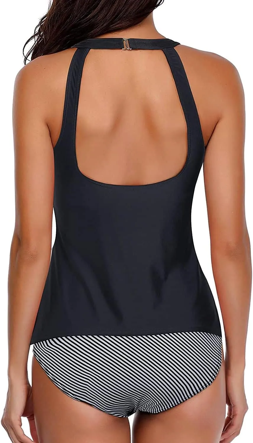 Holipick Two Piece Tankini Swimsuits for Women Tummy Control Bathing Suits High Neck Tankini Tops with Bikini Bottom