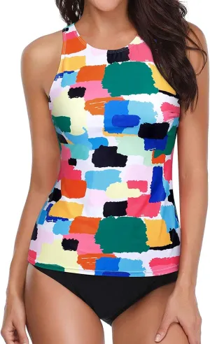 Holipick Two Piece Tankini Swimsuits for Women Tummy Control Bathing Suits High Neck Tankini Tops with Bikini Bottom
