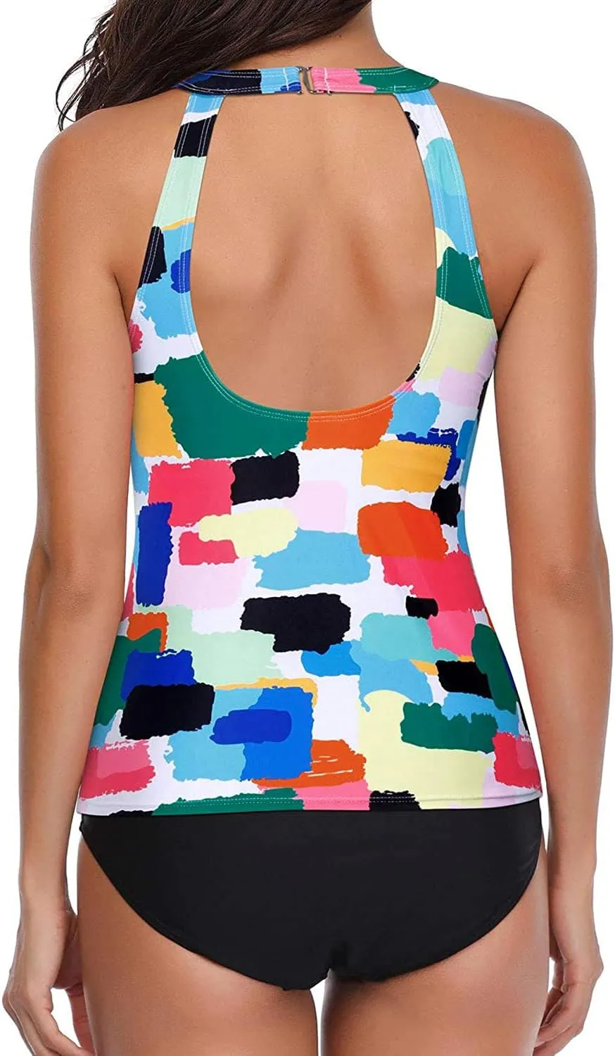 Holipick Two Piece Tankini Swimsuits for Women Tummy Control Bathing Suits High Neck Tankini Tops with Bikini Bottom
