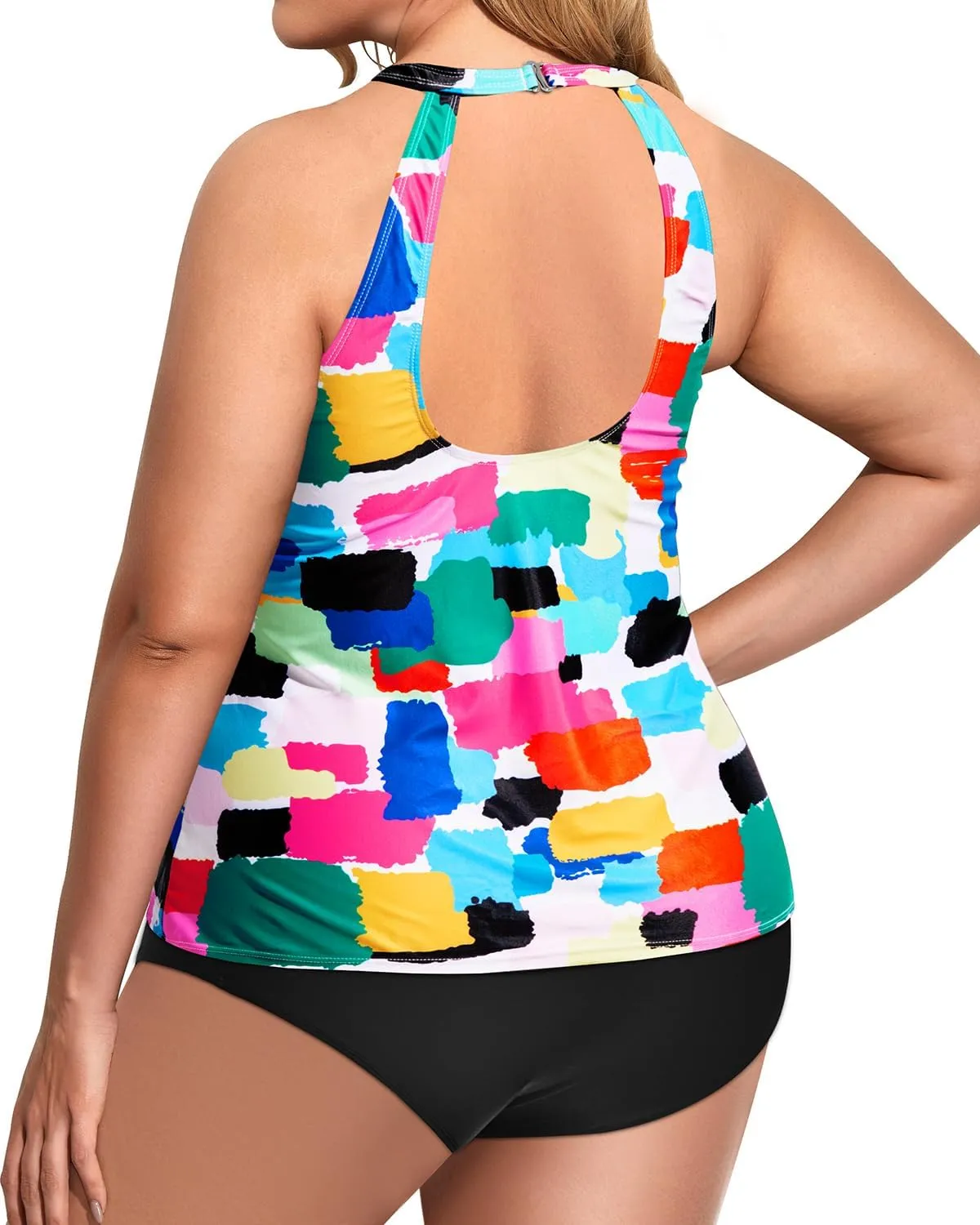 Holipick Two Piece Tankini Swimsuits for Women Tummy Control Bathing Suits High Neck Tankini Tops with Bikini Bottom