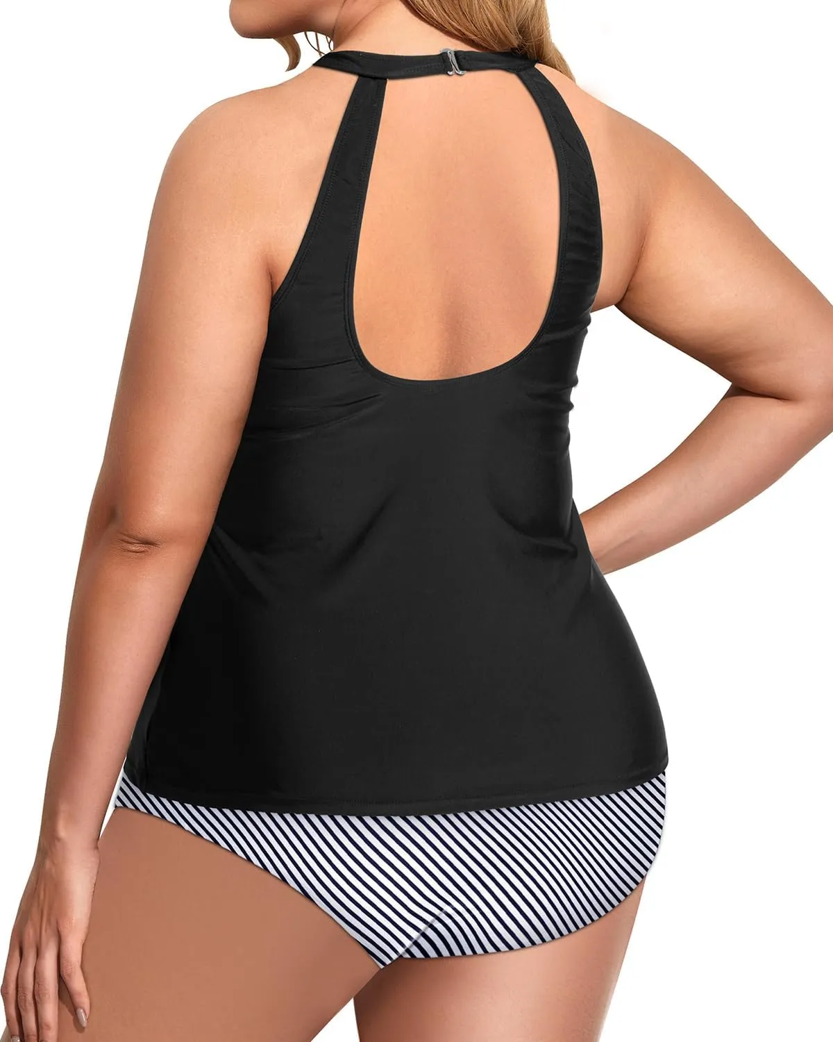 Holipick Two Piece Tankini Swimsuits for Women Tummy Control Bathing Suits High Neck Tankini Tops with Bikini Bottom