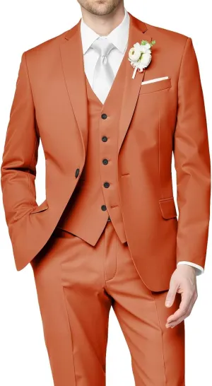 HUUTOE Men's 3 Piece Suits Slim Fit Wedding Groomsmen Prom Business Suit One Button Blazer Jacket Vest Pants Tuxedo Set