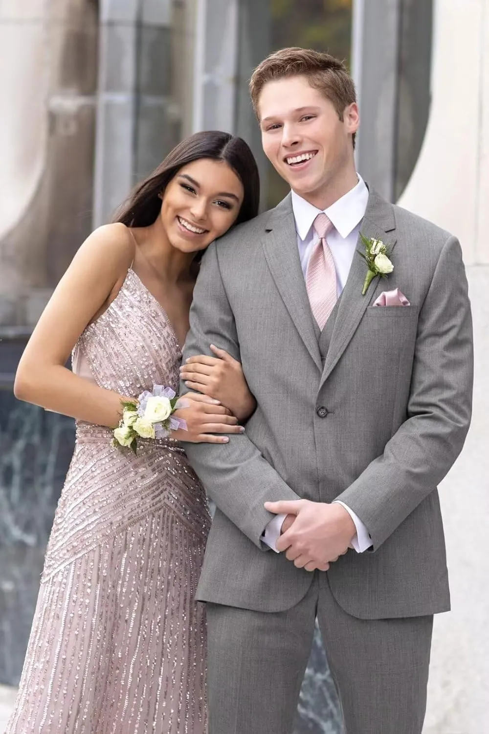 HUUTOE Men's 3 Piece Suits Slim Fit Wedding Groomsmen Prom Business Suit One Button Blazer Jacket Vest Pants Tuxedo Set