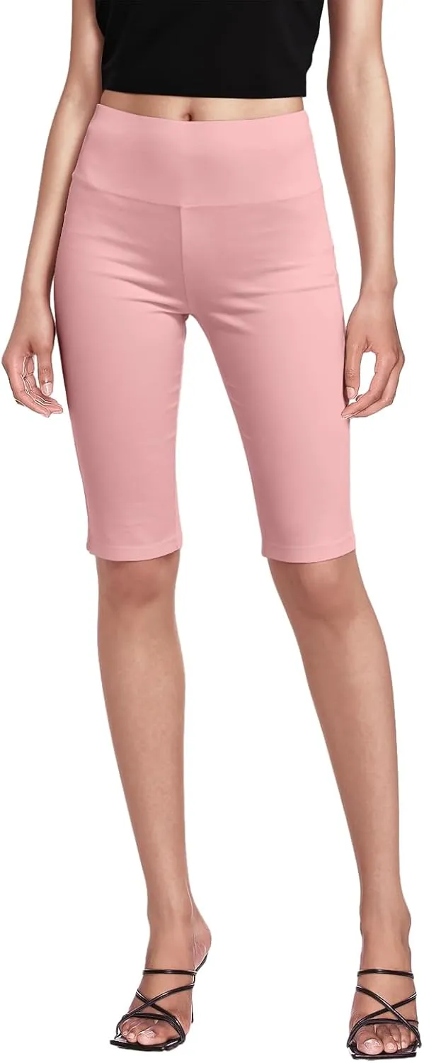 Hybrid & Company Womens Super Stretch Causal Pull On Millennium Twill Bermuda Shorts