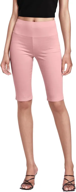 Hybrid & Company Womens Super Stretch Causal Pull On Millennium Twill Bermuda Shorts