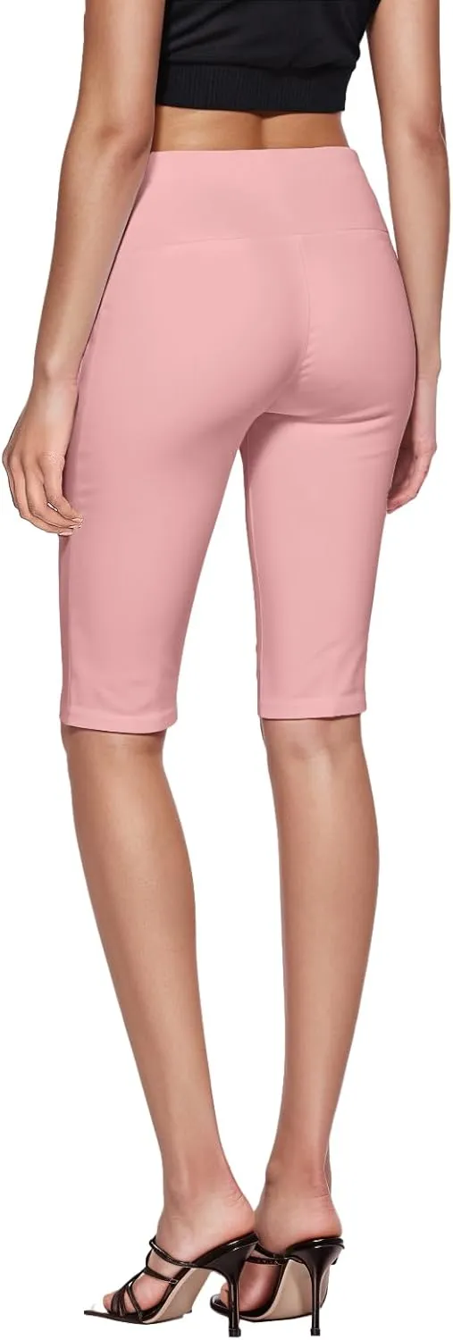Hybrid & Company Womens Super Stretch Causal Pull On Millennium Twill Bermuda Shorts