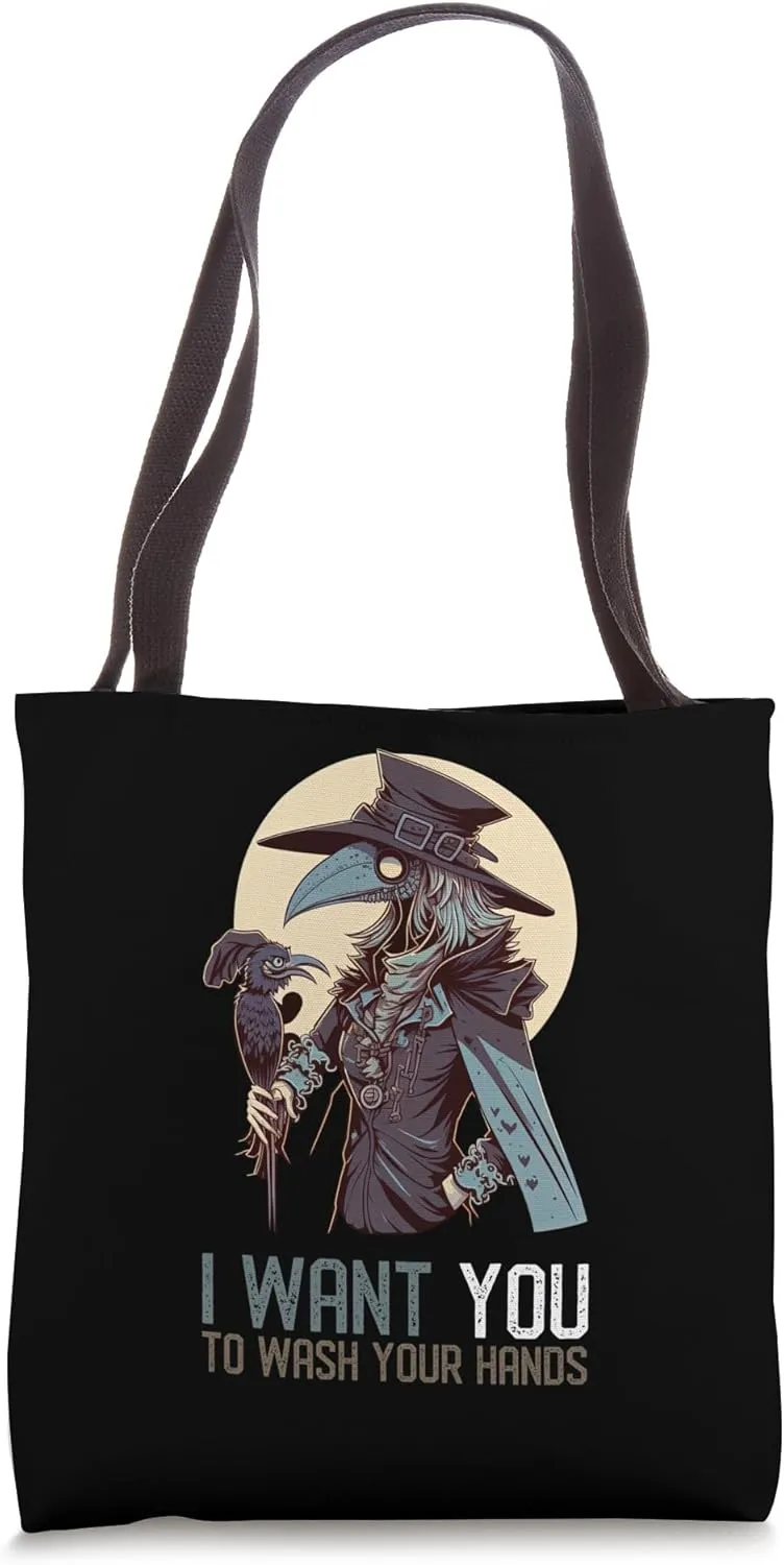 I Want You To Wash Your Hands - Funny Female Plague Doctor Tote Bag