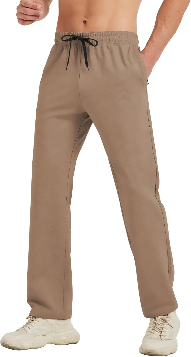 Idtswch 30/32/34/36/38/40 Long Inseam Mens Tall Sweatpants Open Bottom Joggers Athletic Yoga Pants with Pockets