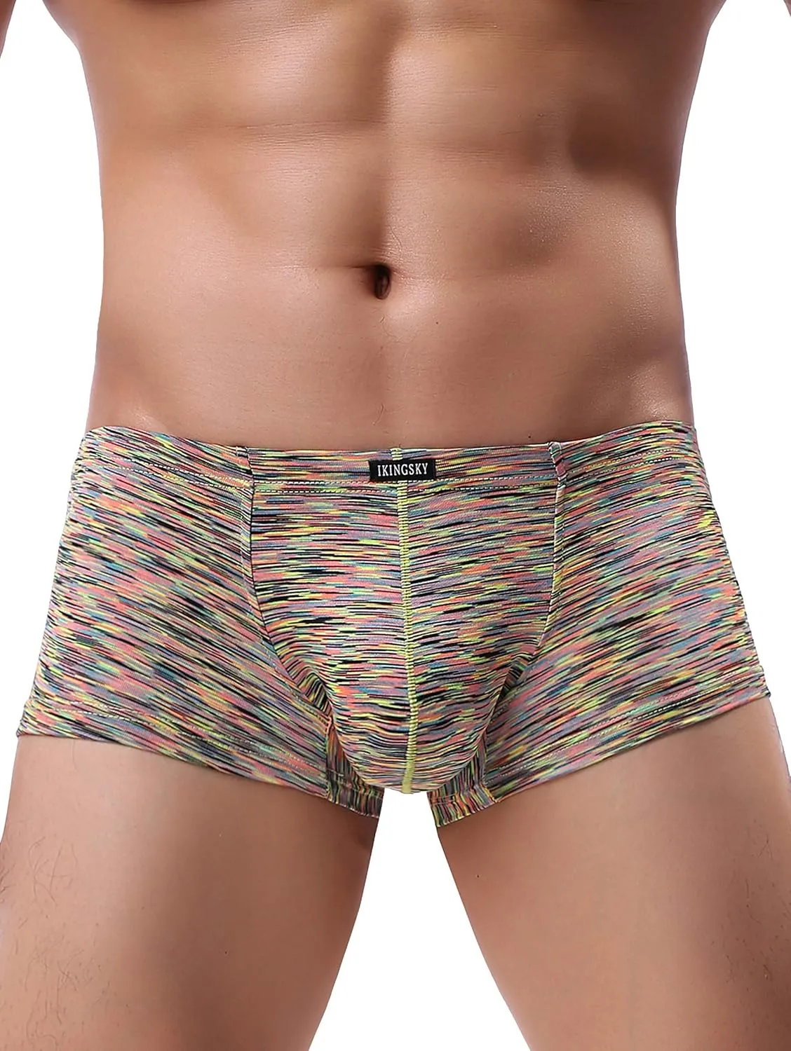 IKINGSKY Men's Stretch Boxer Briefs Underwear Sexy Low Rise Men Pouch Boxer Shorts