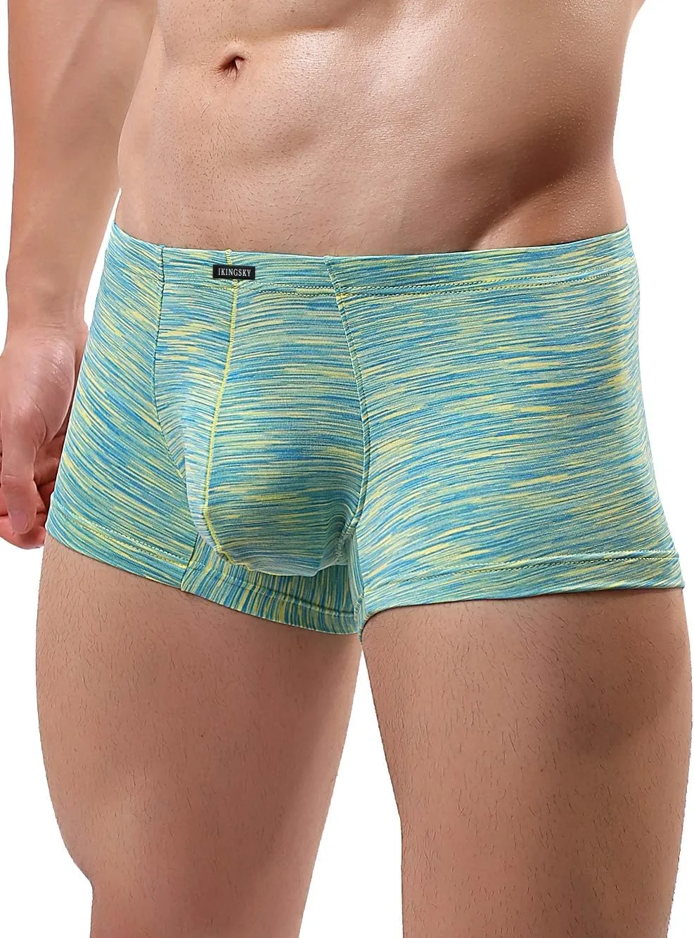 IKINGSKY Men's Stretch Boxer Briefs Underwear Sexy Low Rise Men Pouch Boxer Shorts
