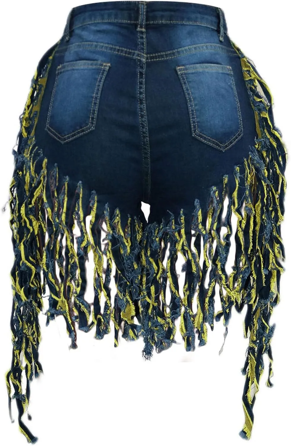 JEKE-DG Women's Plus Size Fringe Raw Hem Denim Shorts High Waisted Tassels Stretchy Hem Short Jeans Clubwear Jeans Short