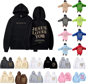 Jesus Hoodie Jesus Loves You Religious Sweatshirt Jesus Saves Faith Long Sleeve Pullover Tops Faith Over Fear Hoodie