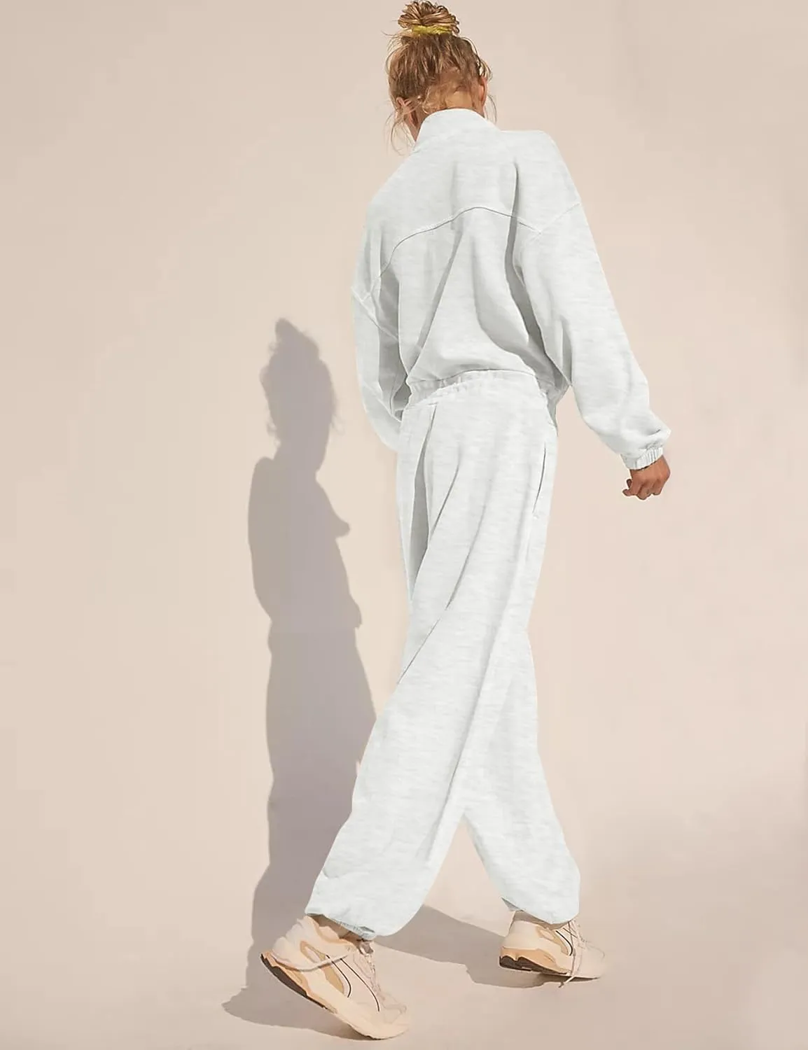 Kissonic Women's Casual Jumpsuits Long Sleeve Loose Zipper One Piece Outfit Drawstring Onesie Romper with Pockets
