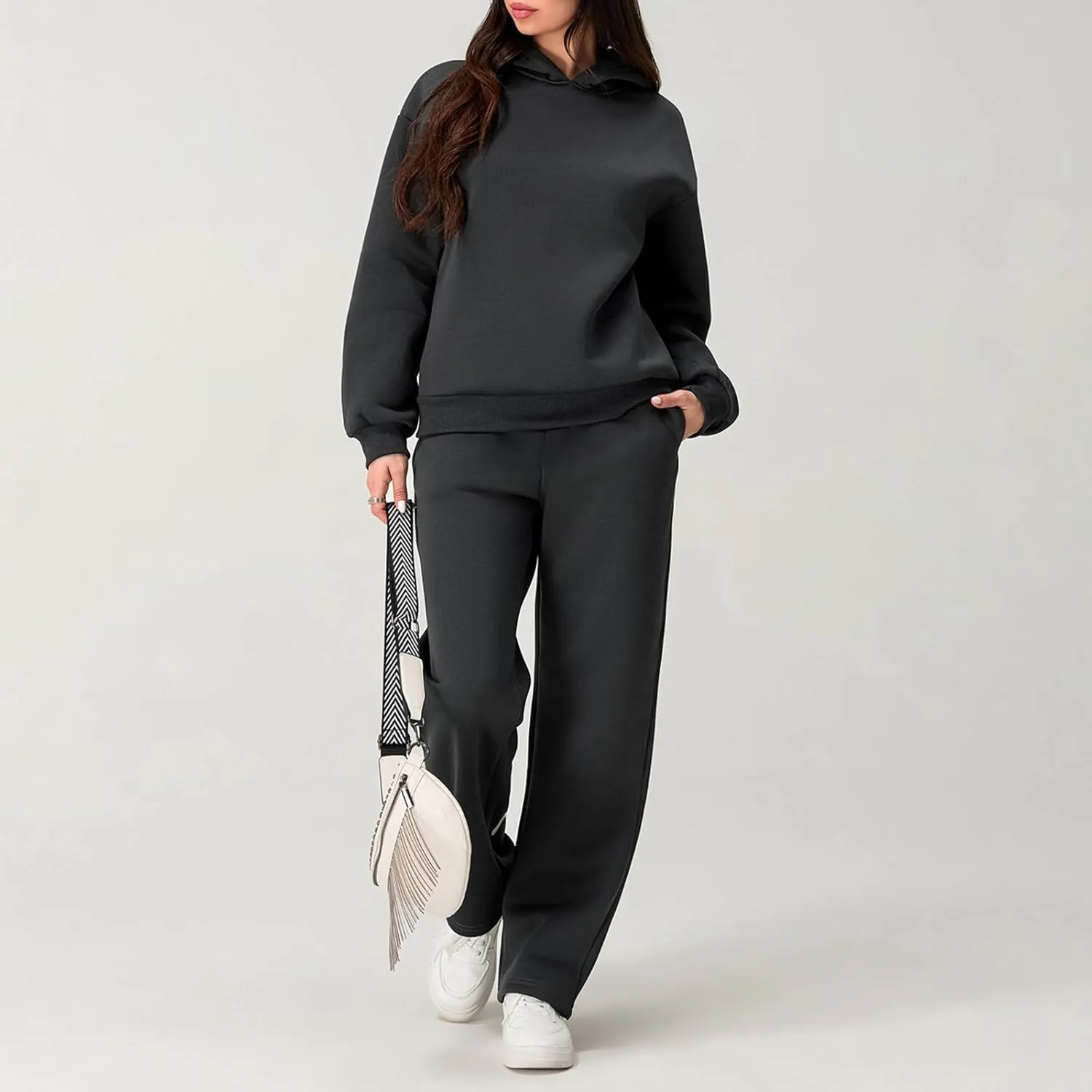 KMBANGI Women Bow 2 Piece Sweatsuit Sets Oversized Hoodie Wide Leg Sweatpants Y2k Sweat Sets Outfits Tracksuit