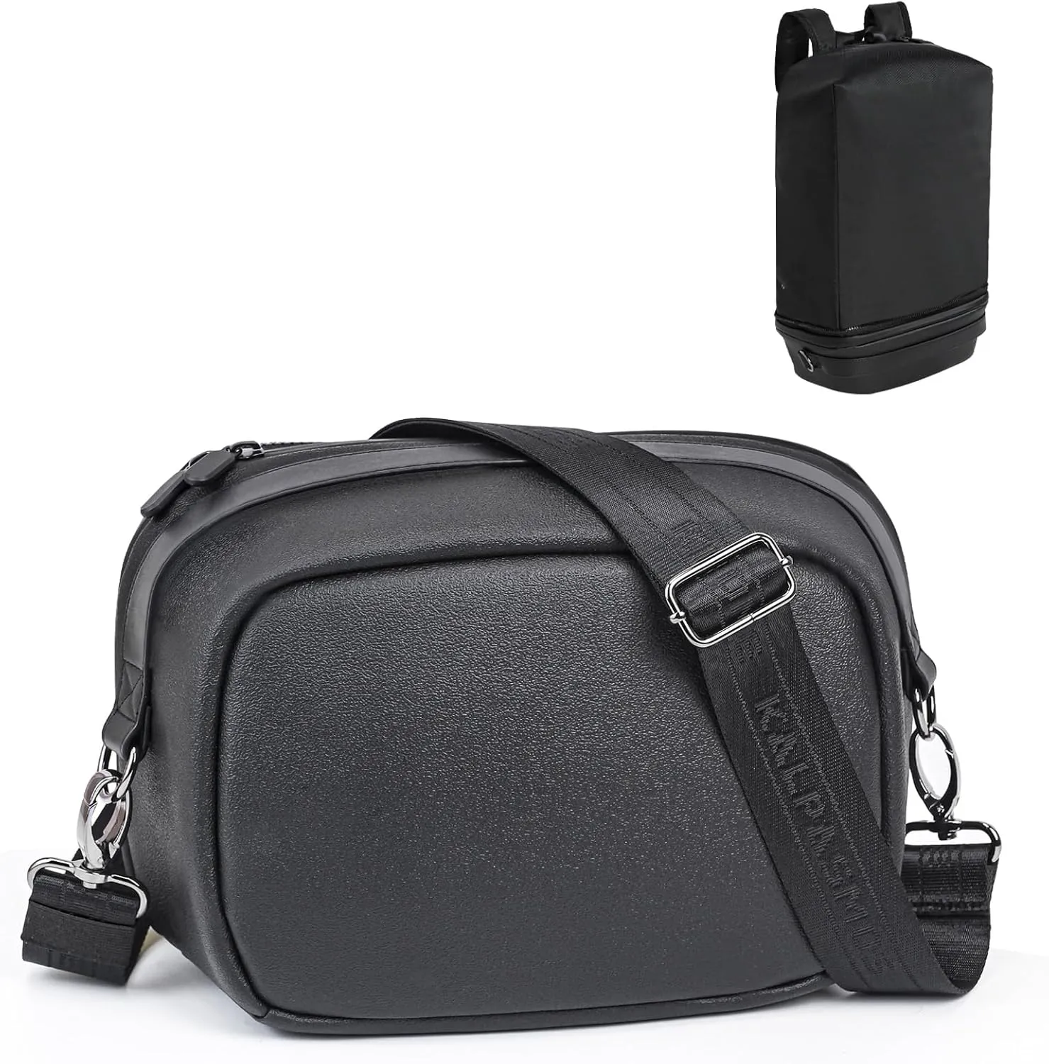 Krone Kalpasmos Convertible Crossbody Backpack for Men  Expandable Sling Bag with Large Capacity, Compact Travel Backpack Fits Tech Gear, Laptops, Nintendo Switch, Clothes, and More
