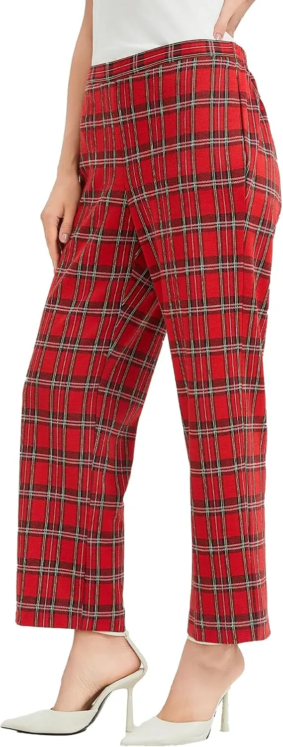 KYAL Women's High Waisted Stretchy Work Pants Straight Leg Business Office Trousers