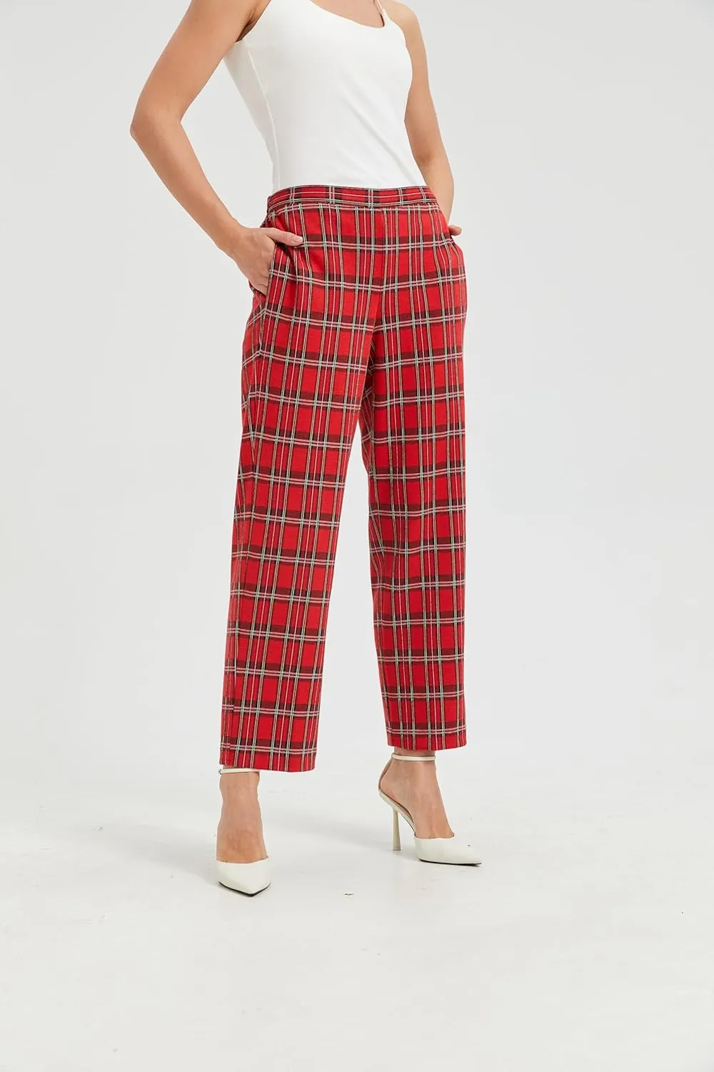 KYAL Women's High Waisted Stretchy Work Pants Straight Leg Business Office Trousers
